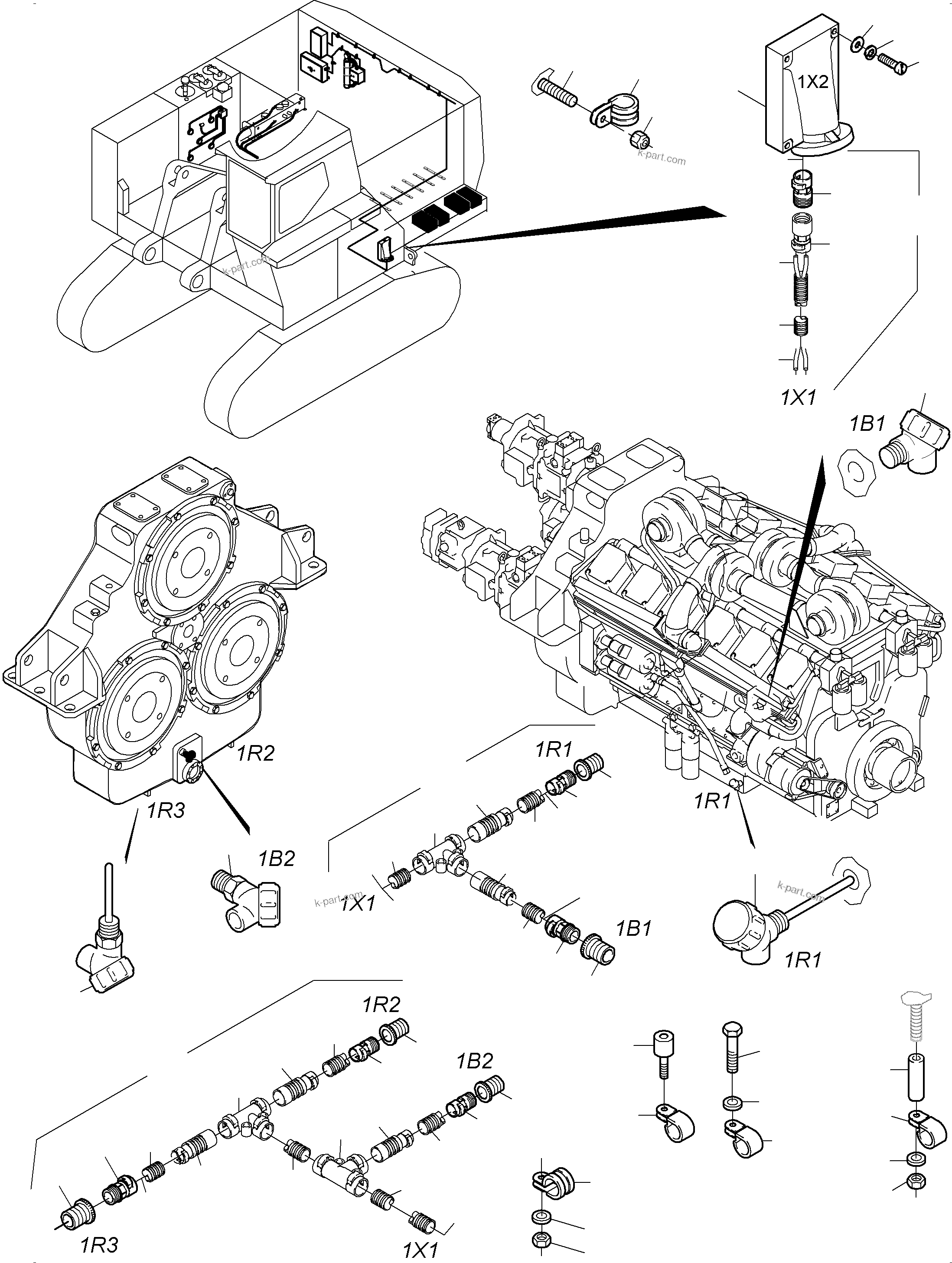 Komatsu parts book diagram for PC3000-6 S/N 46243: CABLES - TEMPERATURE CONDITIONING