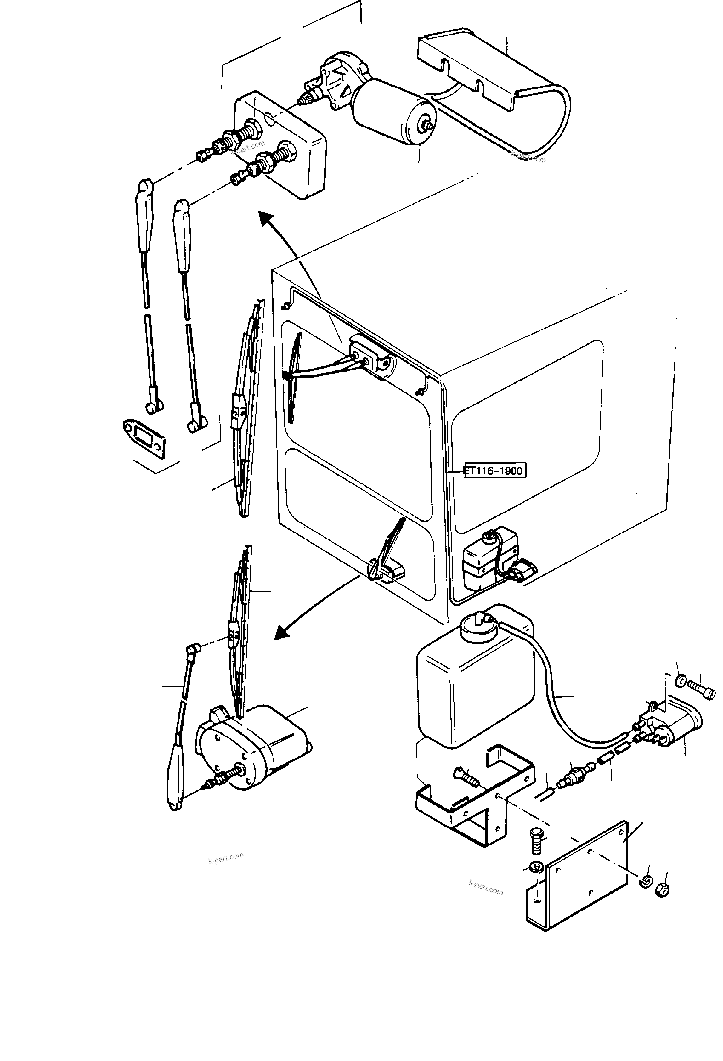 Komatsu parts book diagram for H135S S/N 61064: WINDSCREEN WASHING ASSY.