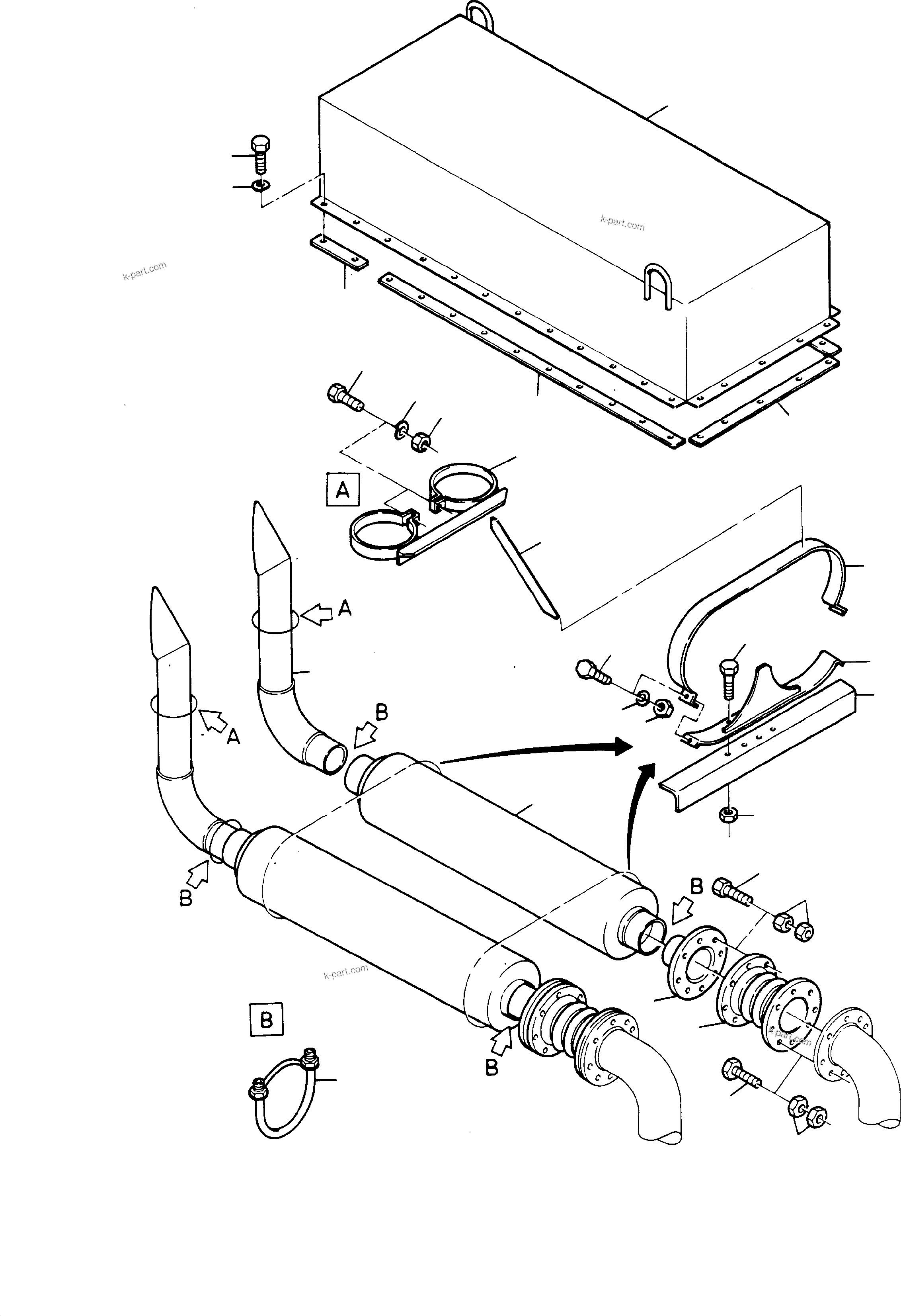 Komatsu parts book diagram for H135S S/N 61064: EXHAUST SYSTEM