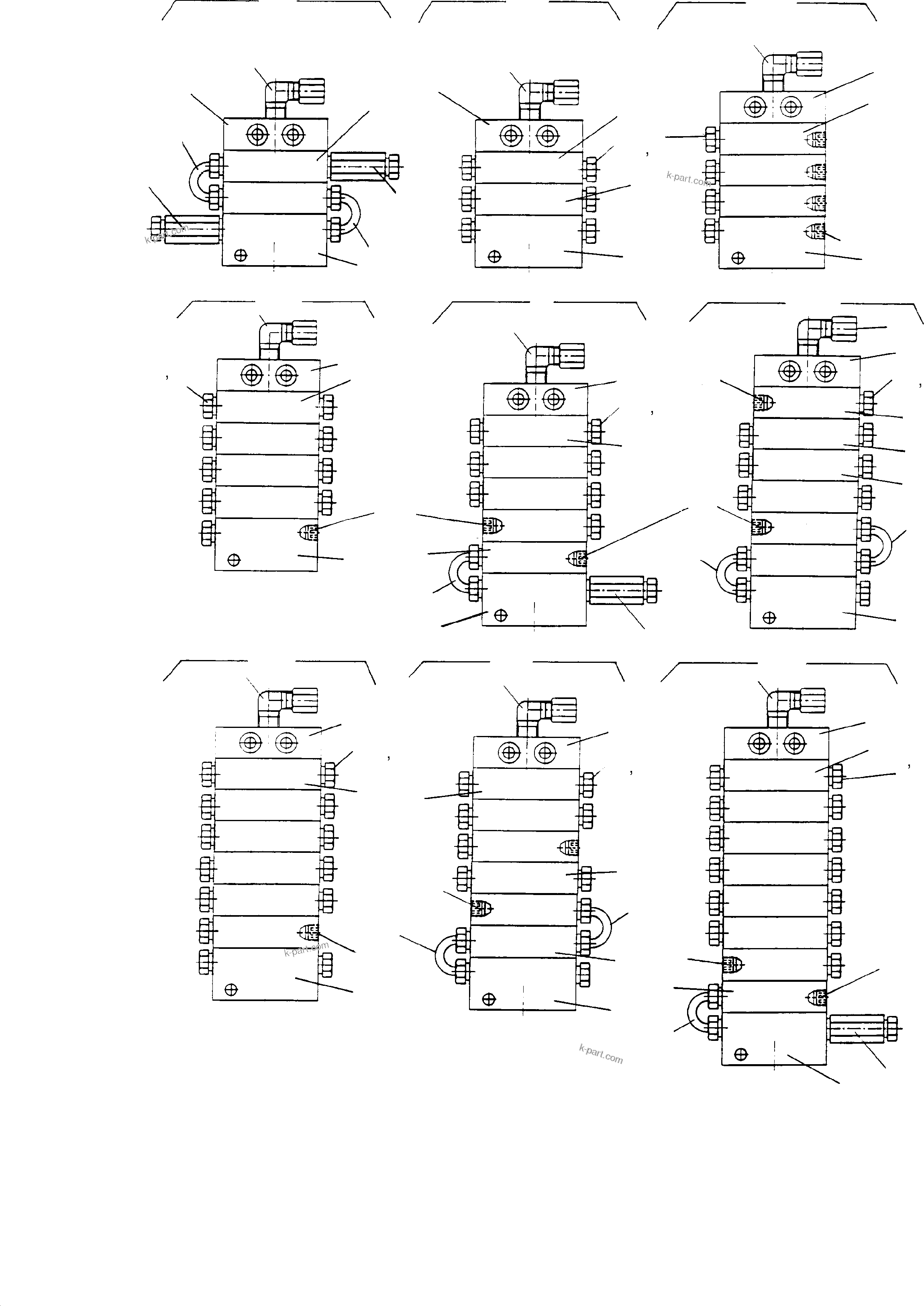 Komatsu parts book diagram for H135S S/N 61064: DISTRIBUTOR COMBINATION, PROGRESSIVE