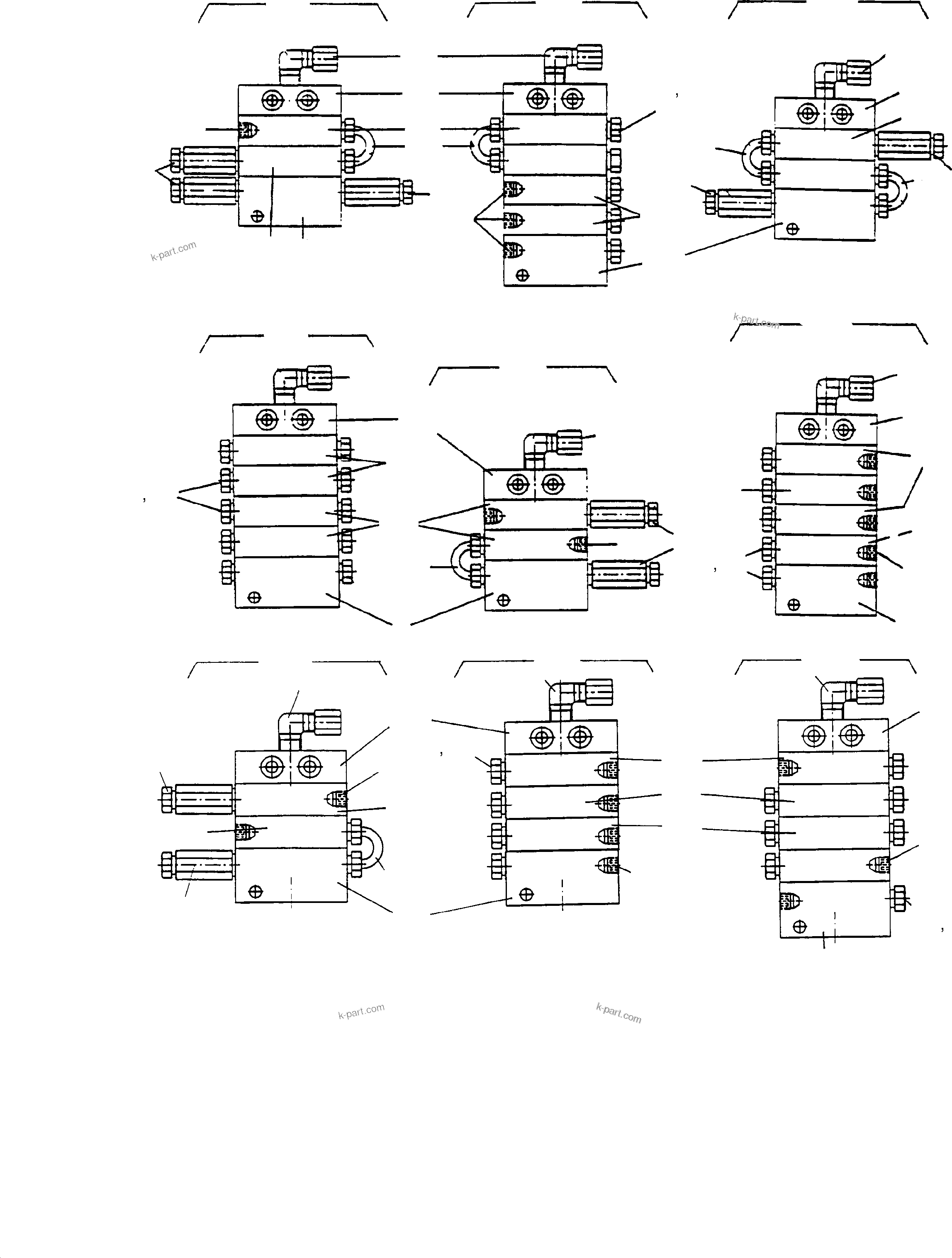 Komatsu parts book diagram for H135S S/N 61064: DISTRIBUTOR COMBINATION, PROGRESSIVE