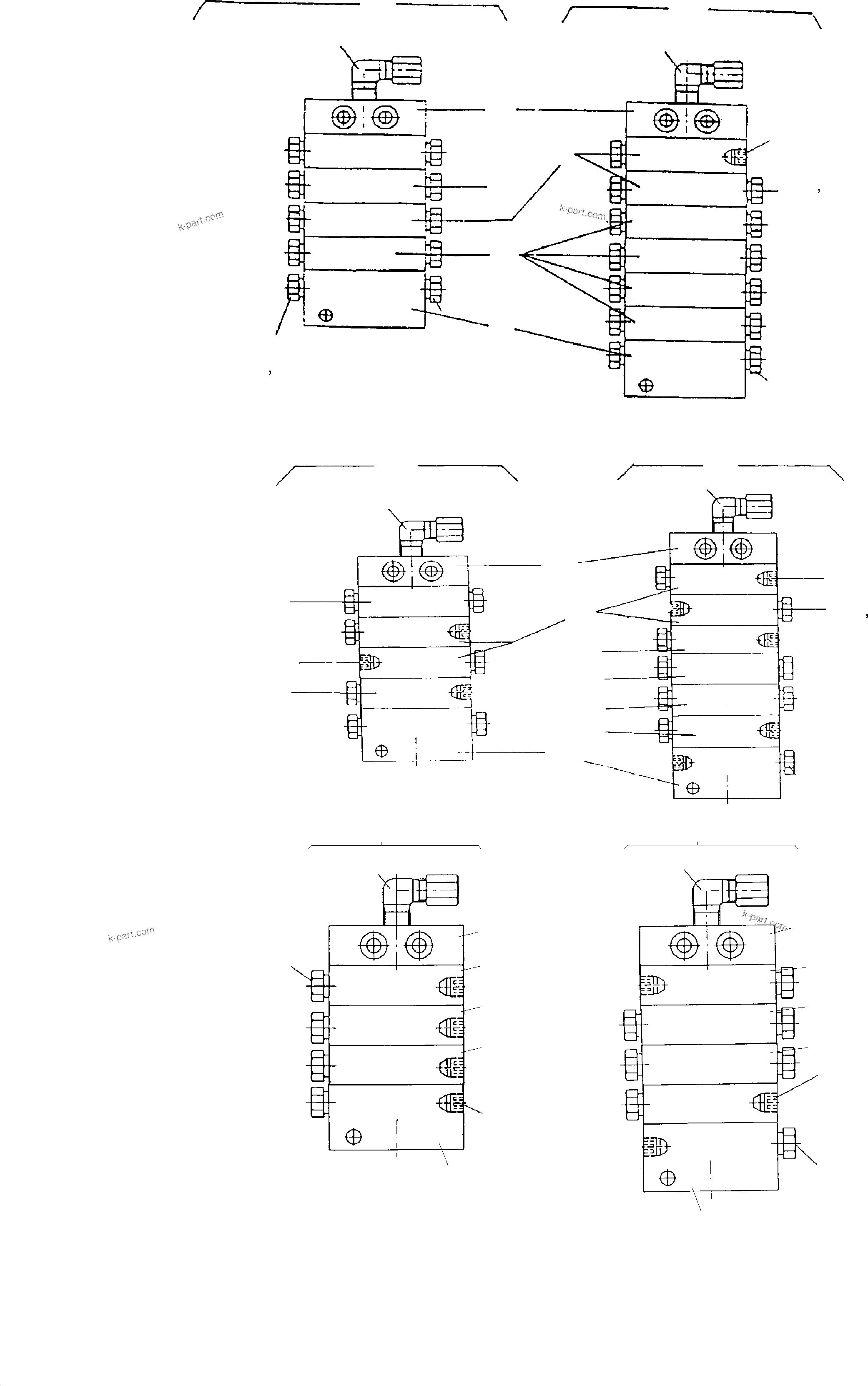 Komatsu parts book diagram for H135S S/N 61064: DISTRIBUTOR COMBINATION, PROGRESSIVE