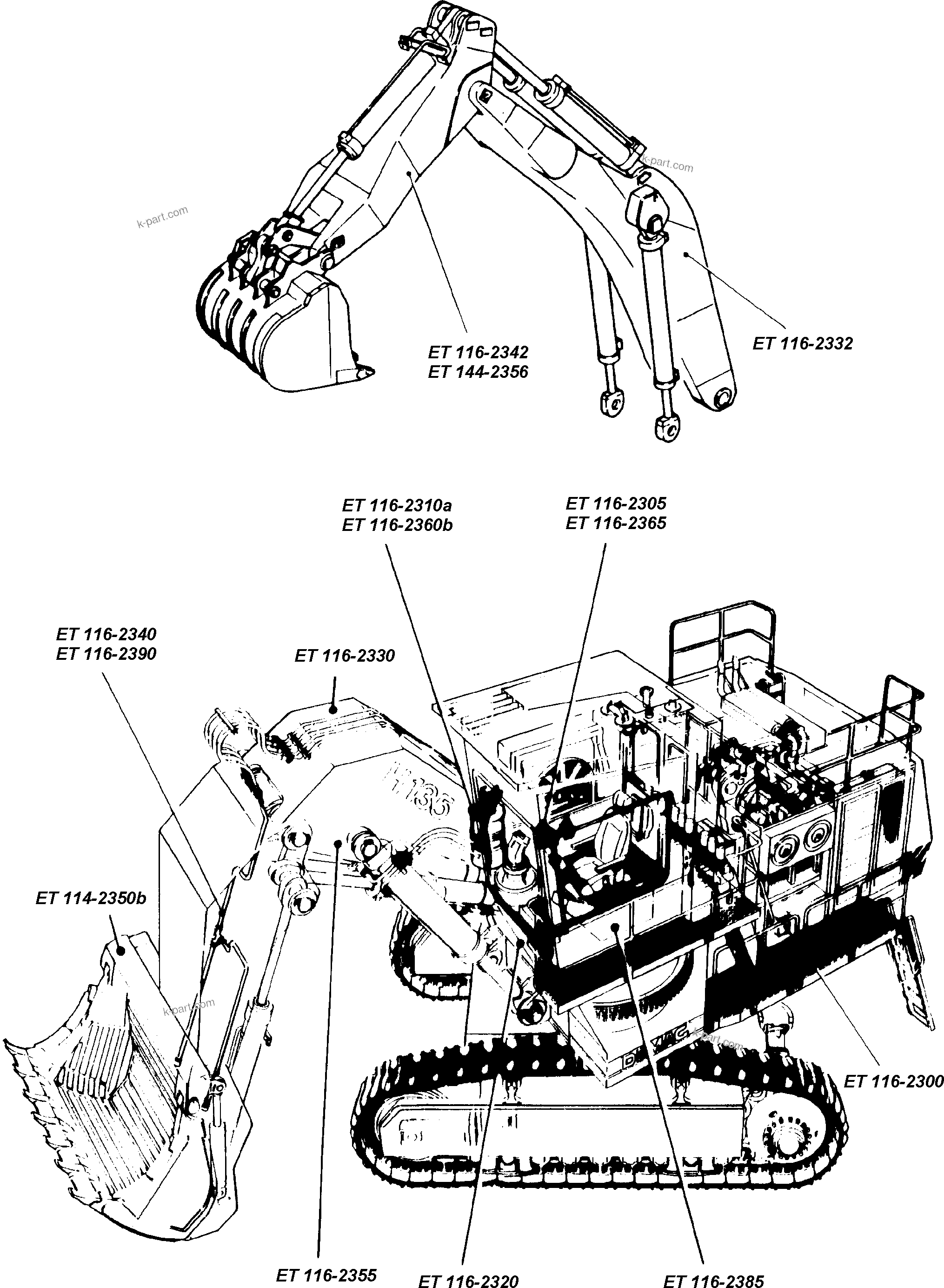 Komatsu parts book diagram for H135S S/N 61064: 