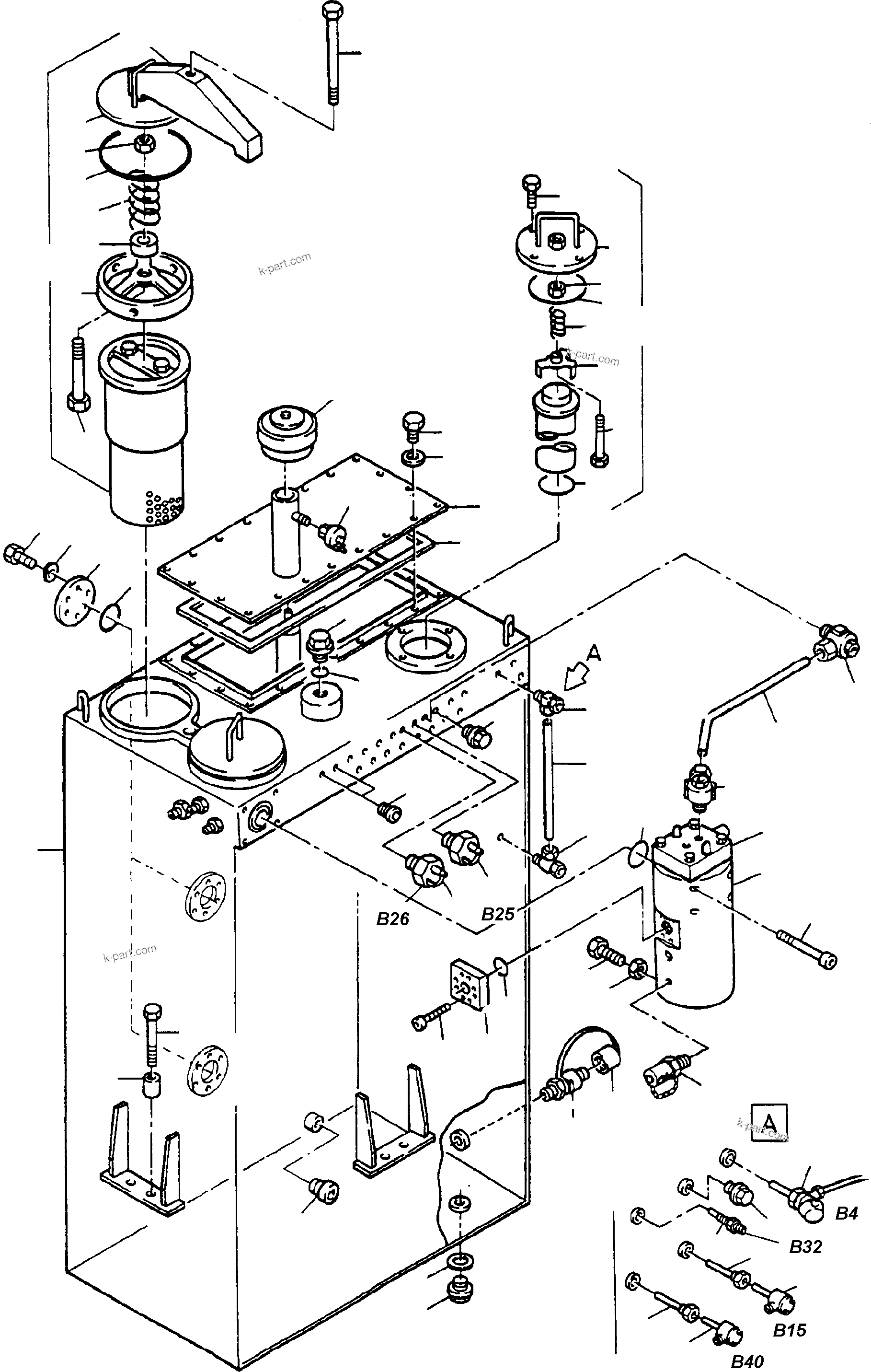 Komatsu parts book diagram for H135S S/N 61064: OIL TANK