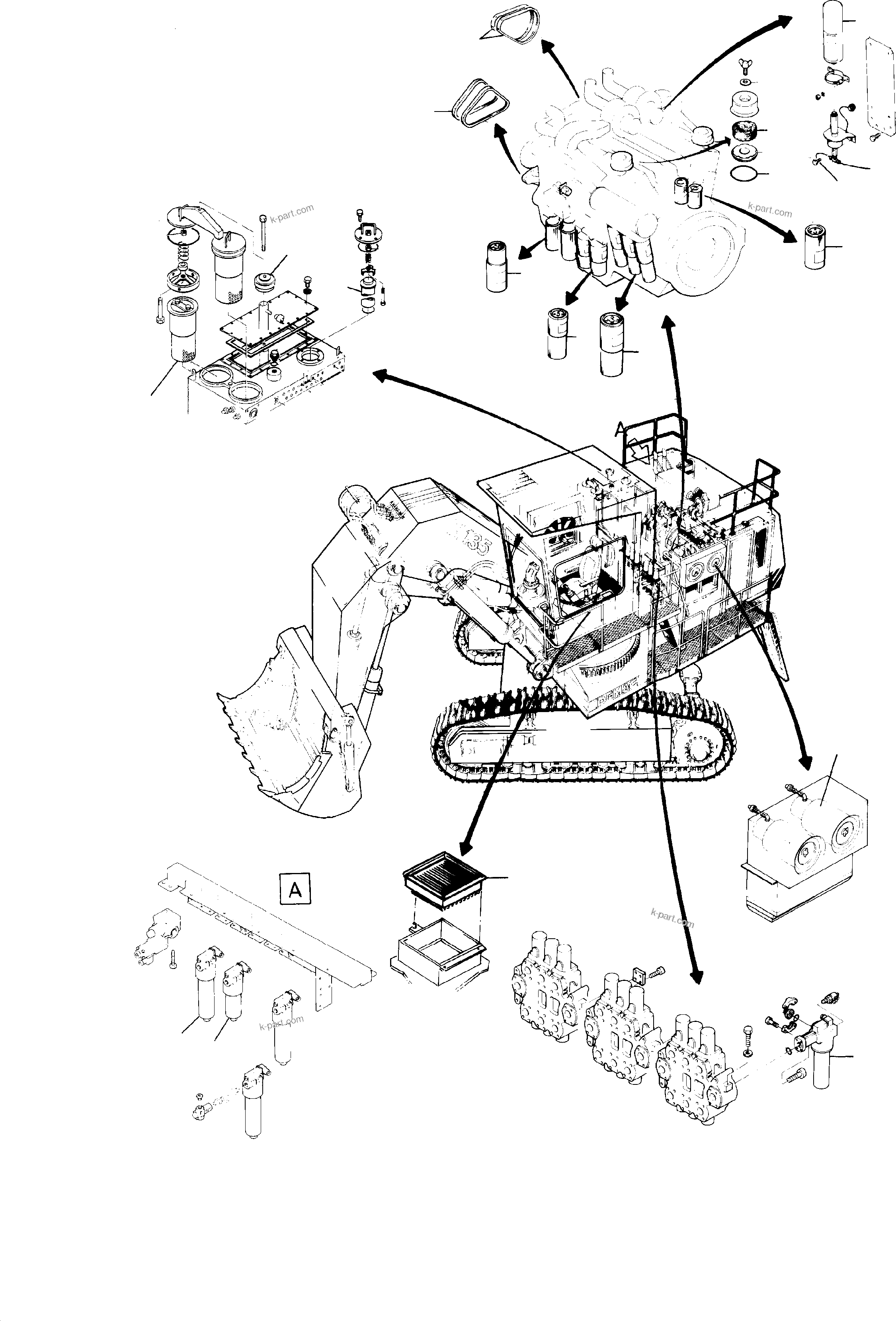 Komatsu parts book diagram for H135S S/N 61064: MAINTENANCE PARTS, CU