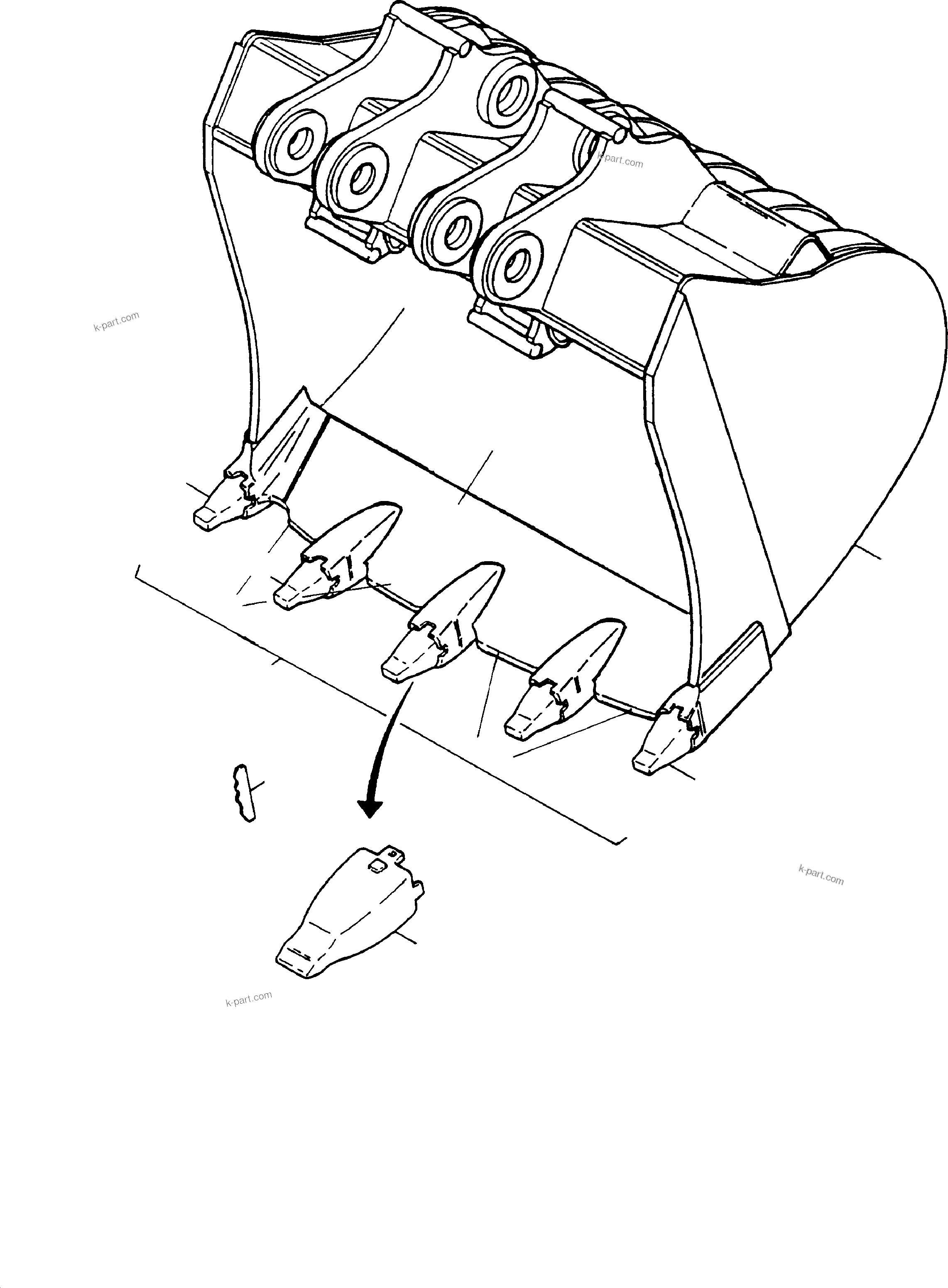Komatsu parts book diagram for H135S S/N 61064: BACKHOE