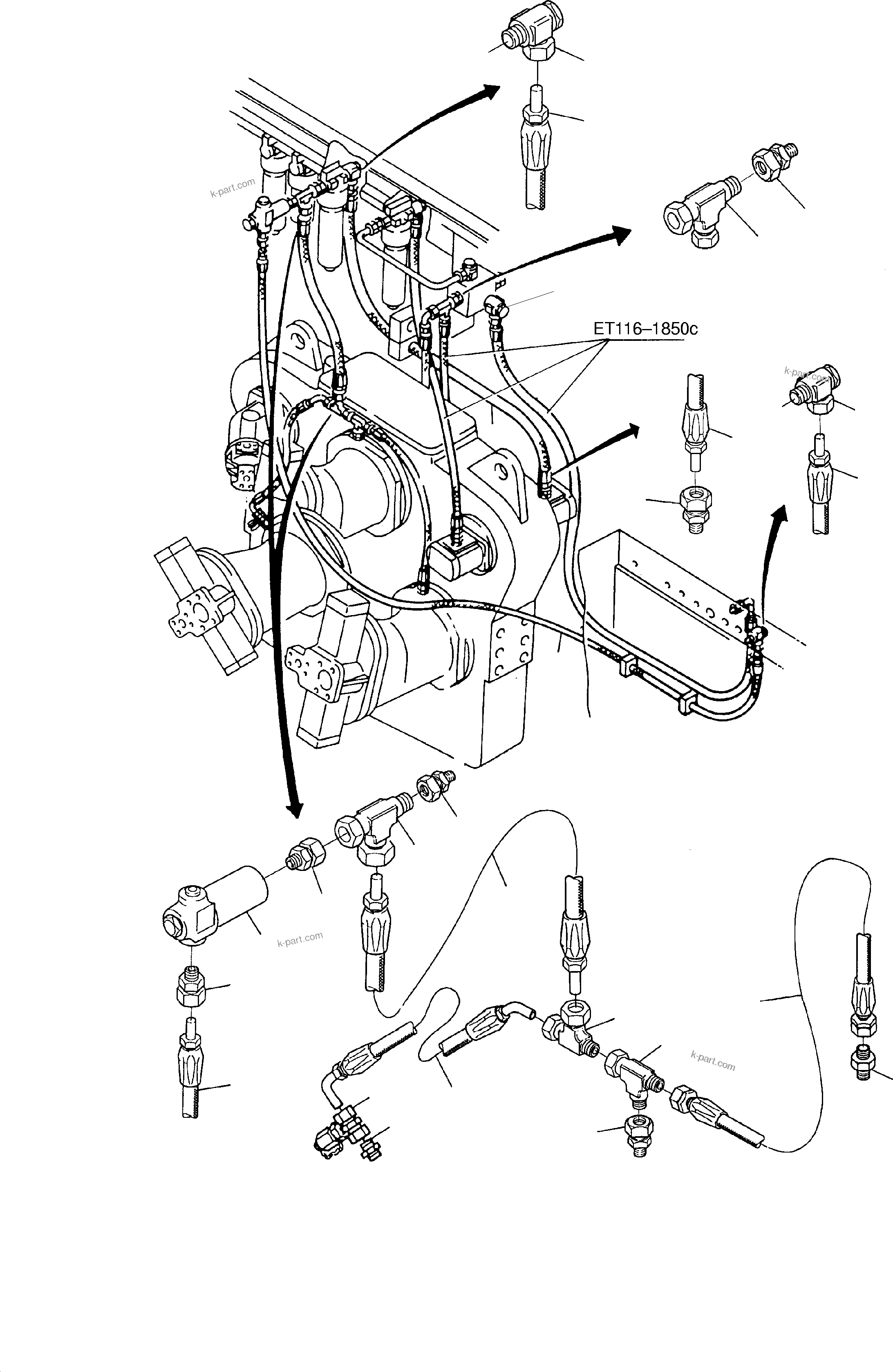Komatsu parts book diagram for H135S S/N 61064: PUMP LUBE AND REGULATING EQUIPMENT