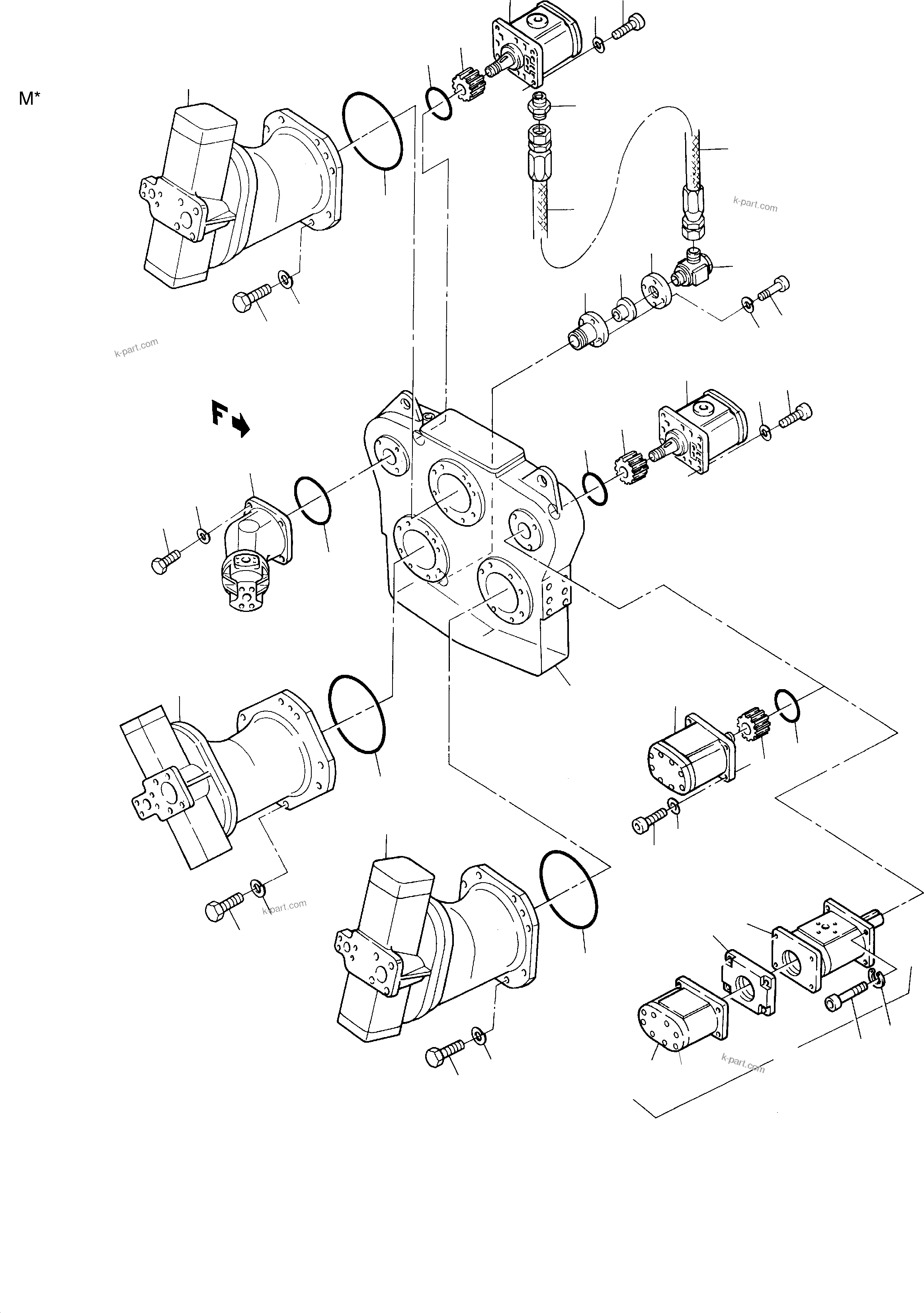 Komatsu parts book diagram for H135S S/N 61064: PUMP AND DISTRIBUTOR GEAR ARR.