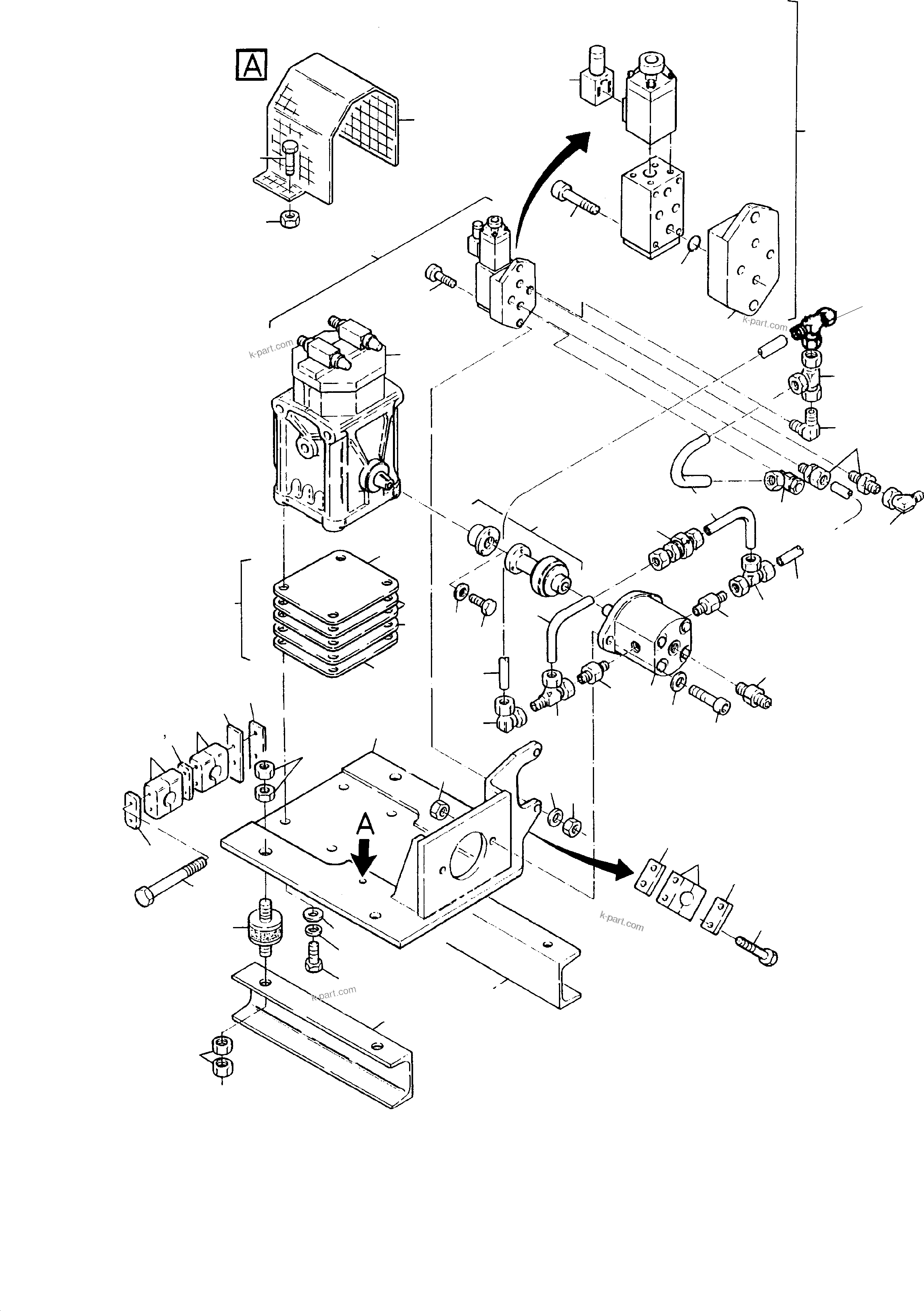 Komatsu parts book diagram for H135S S/N 61064: COMPRESSOR DRIVE, AIR-CONDITIONING
