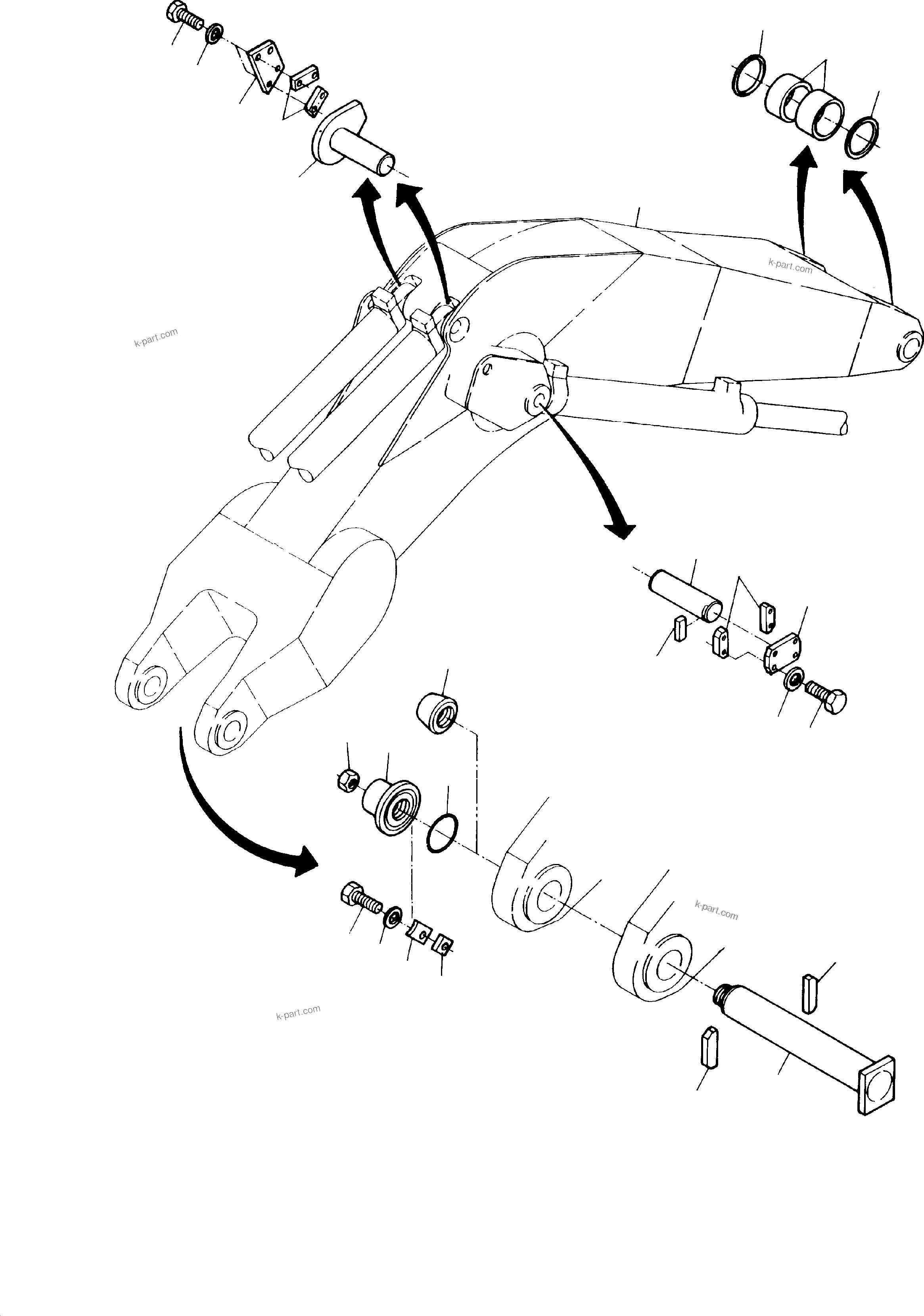 Komatsu parts book diagram for H135S S/N 61064: BOOM - BACKHOE