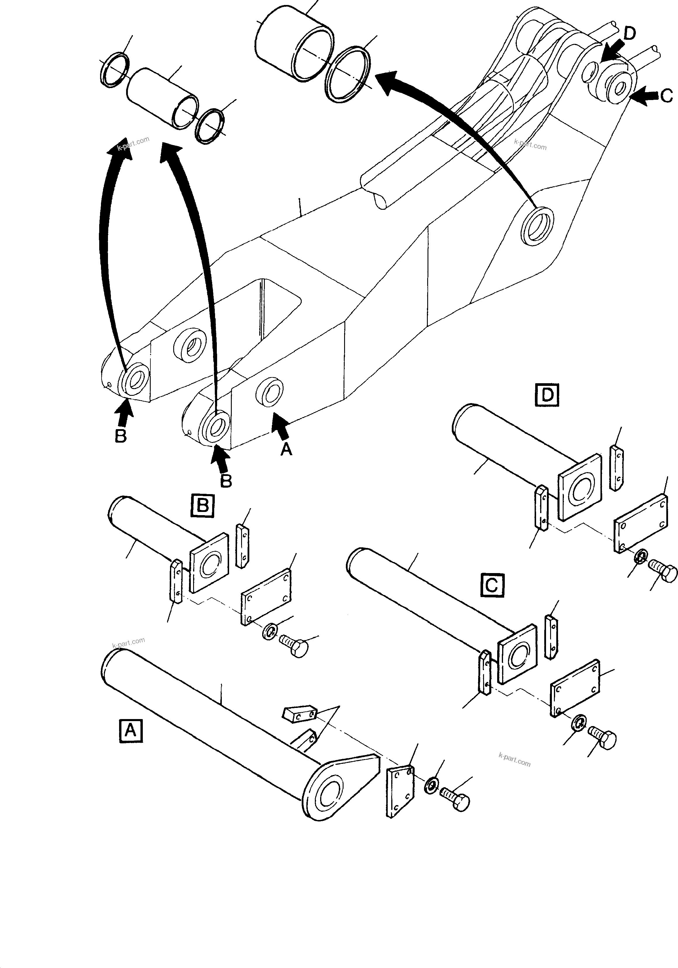 Komatsu parts book diagram for H135S S/N 61064: STICK
