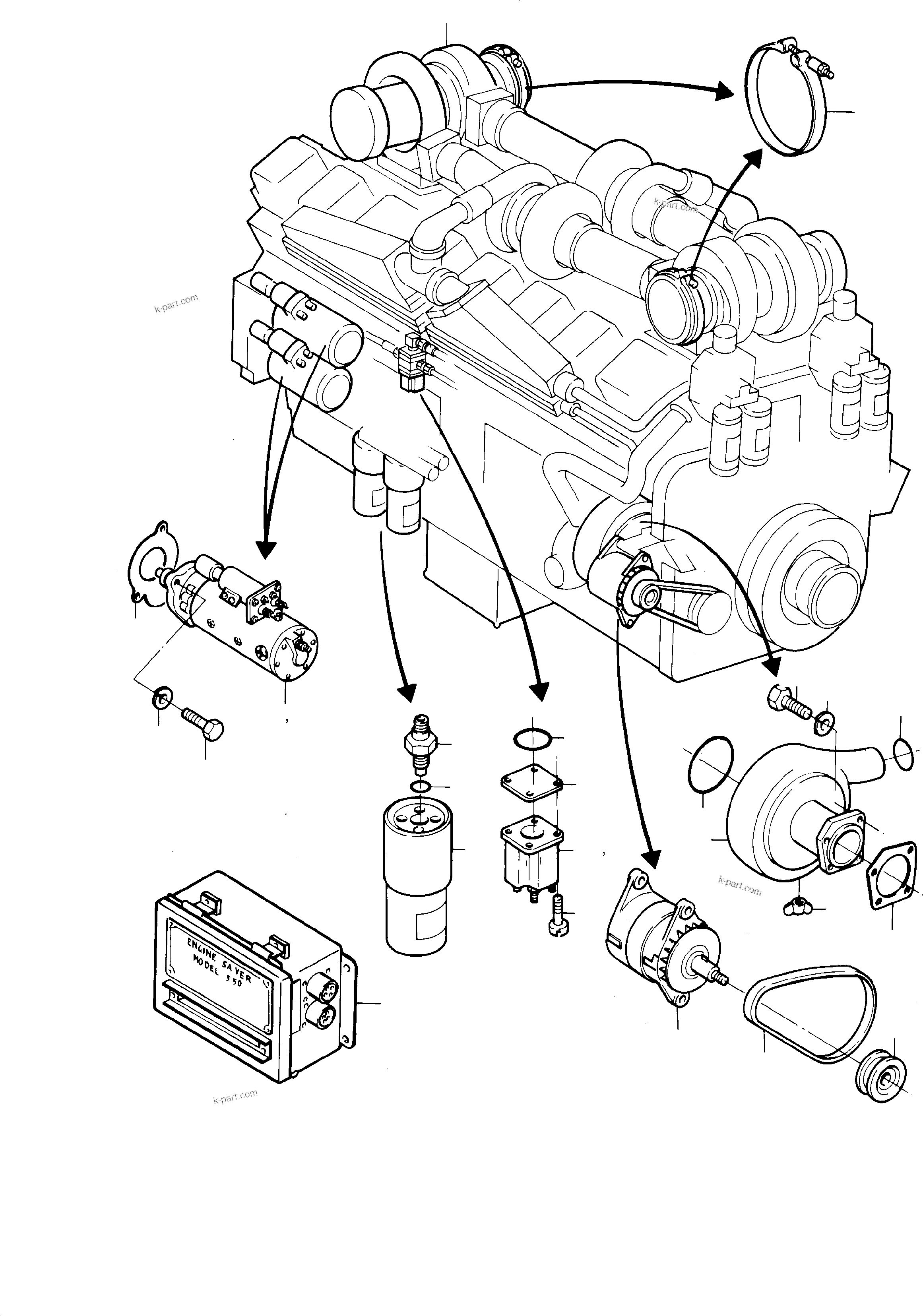 Komatsu parts book diagram for H285 S/N 78099: CUMMINS-DIESEL ENGINE ARRANGEMENT