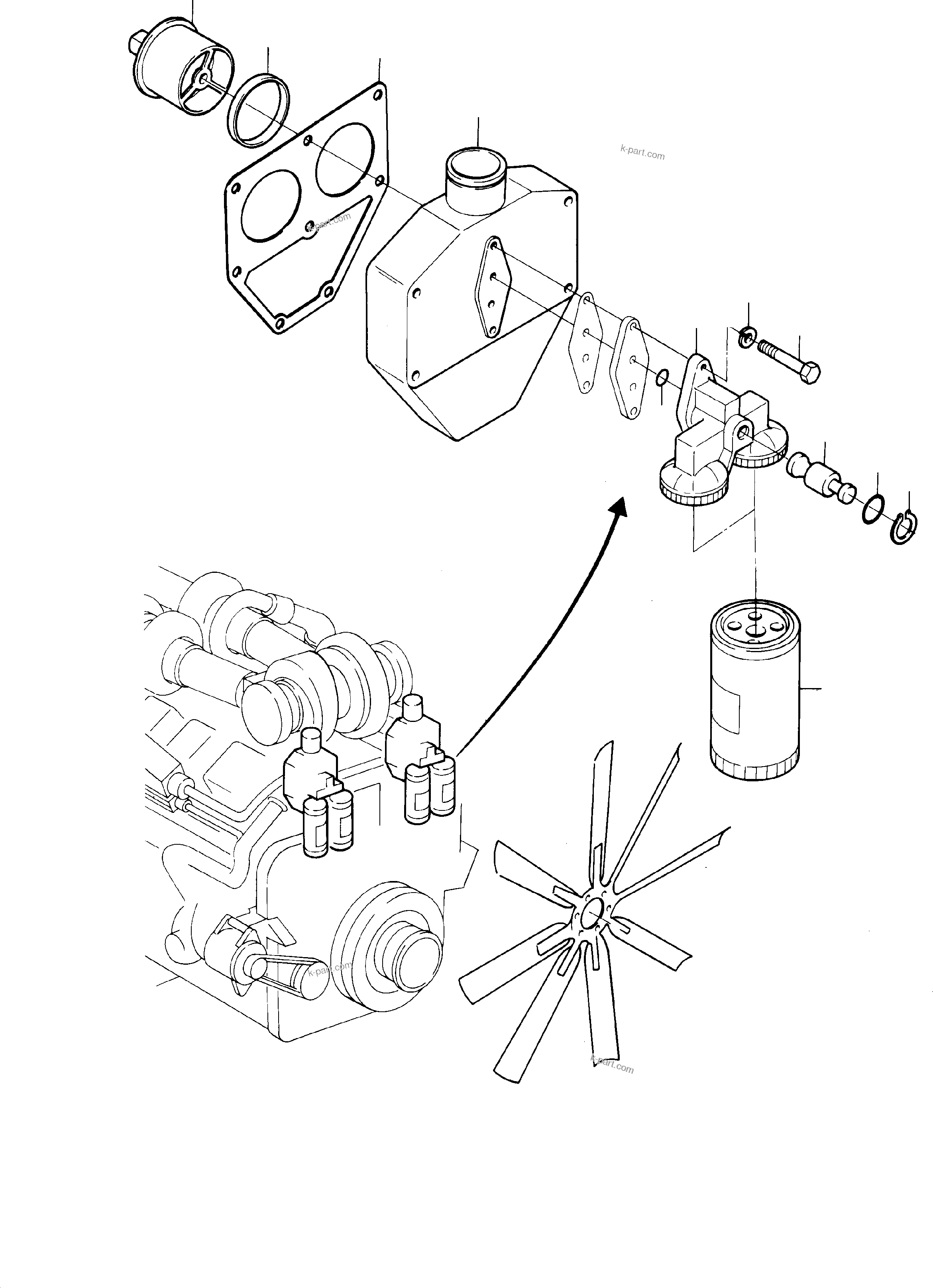 Komatsu parts book diagram for H285 S/N 78099: CUMMINS-DIESEL ENGINE ARRANGEMENT