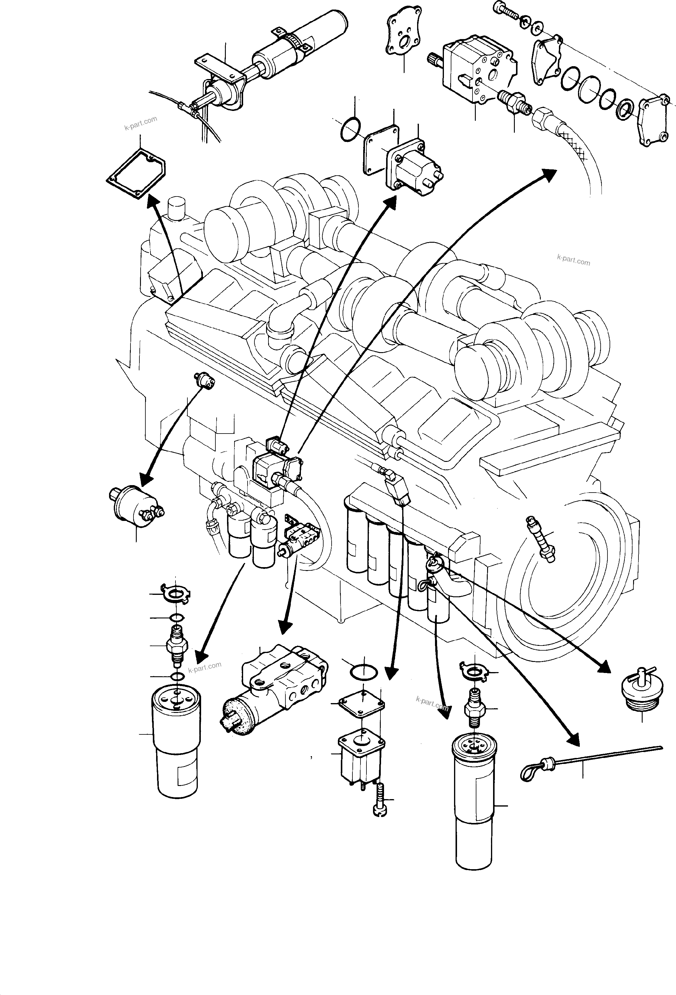 Komatsu parts book diagram for H285 S/N 78099: CUMMINS-DIESEL ENGINE ARRANGEMENT