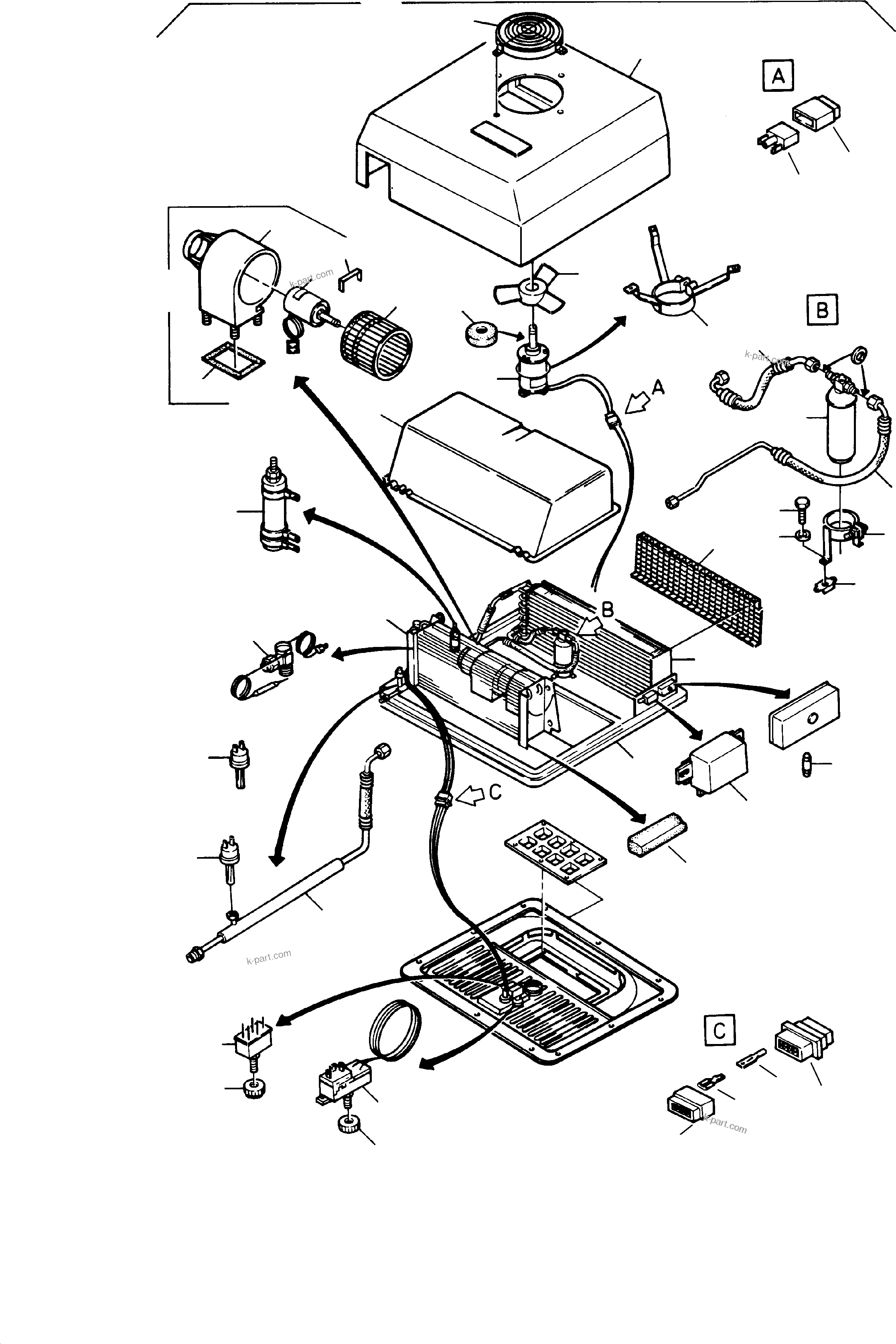 Komatsu parts book diagram for H285 S/N 78099: AIR CONDITIONING UNIT