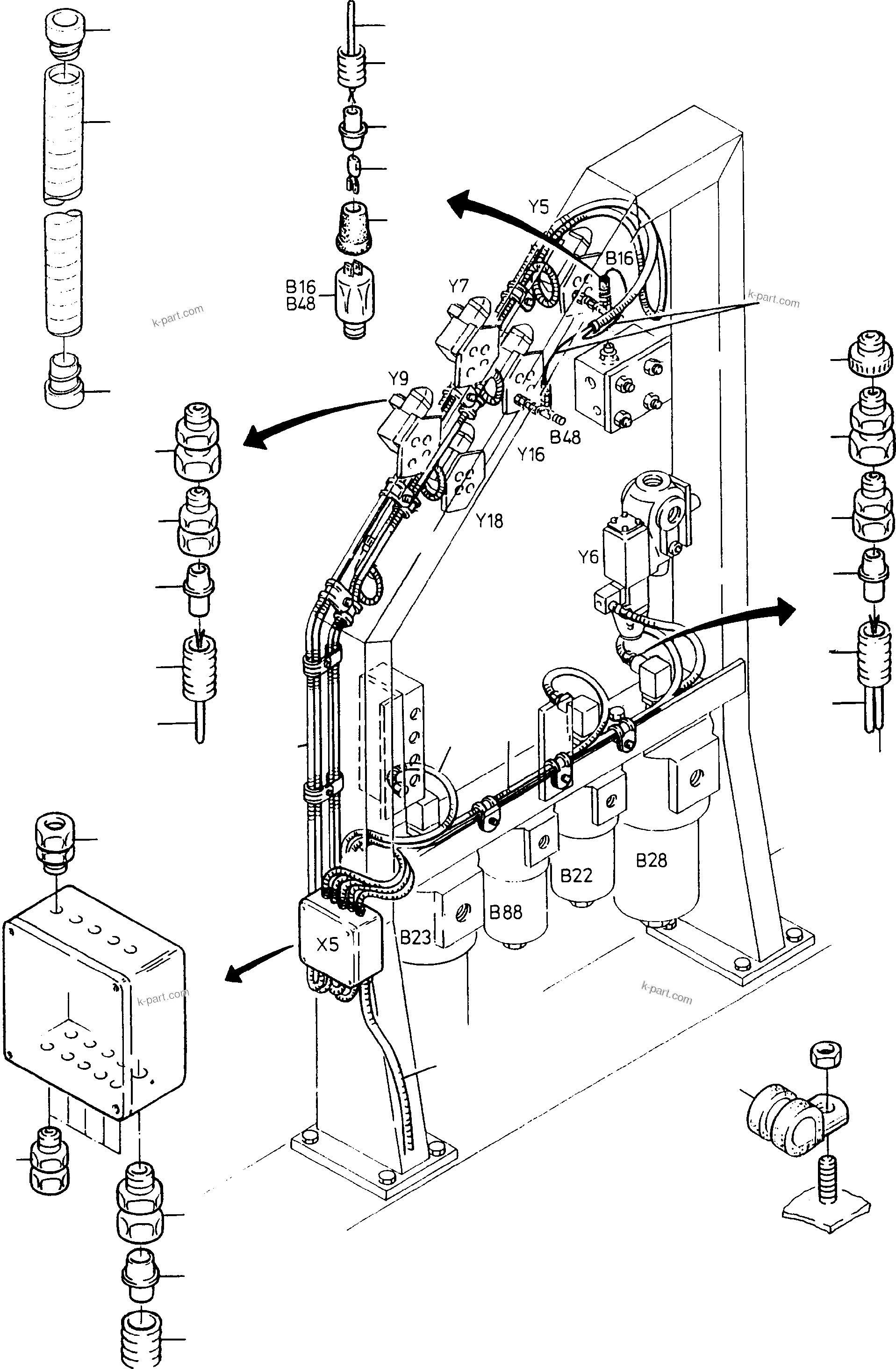 Komatsu parts book diagram for H285 S/N 78099: CABLES - CONTROL FRAME
