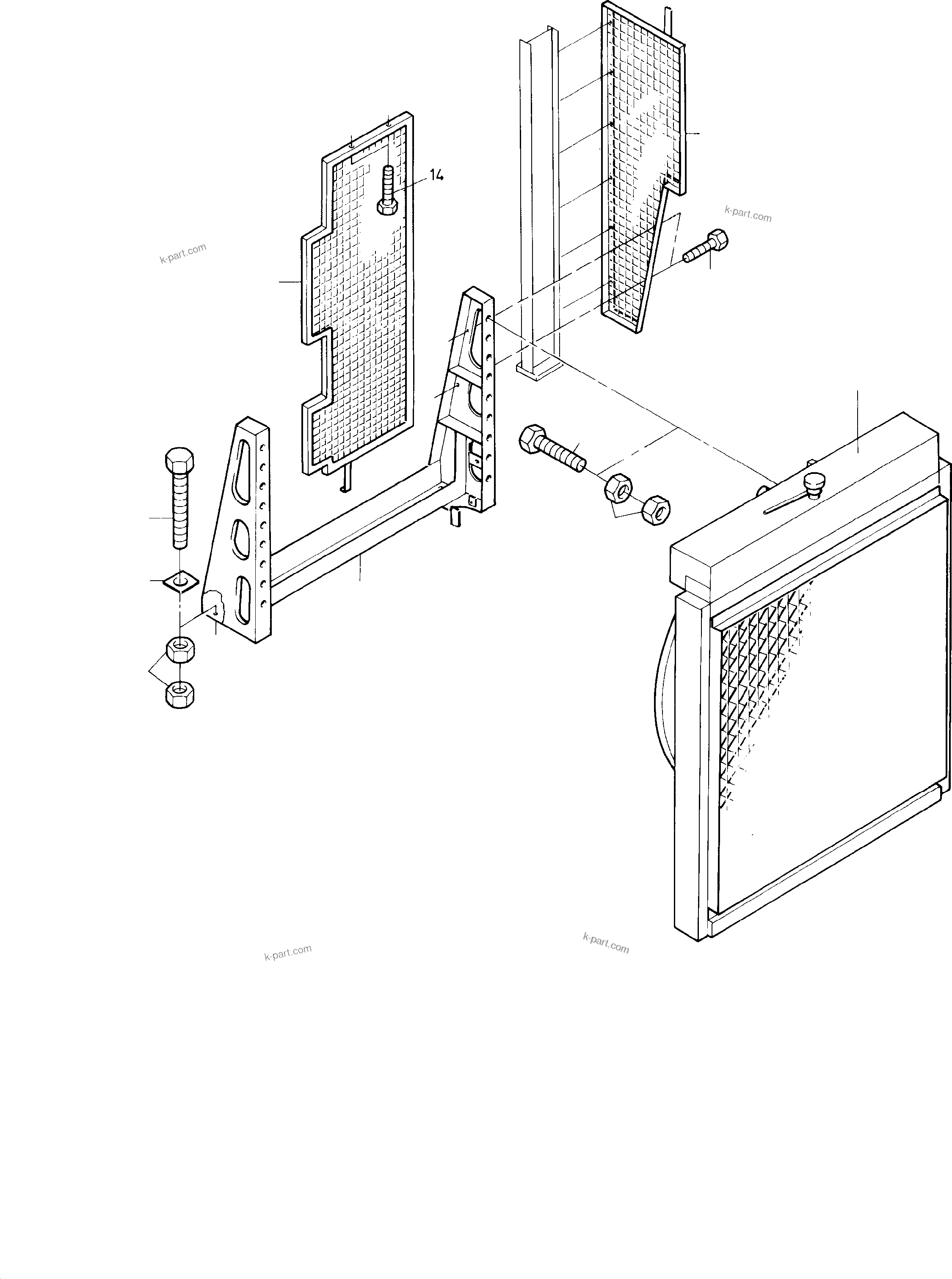 Komatsu parts book diagram for H285 S/N 78099: RADIATOR ARRANGEMENT