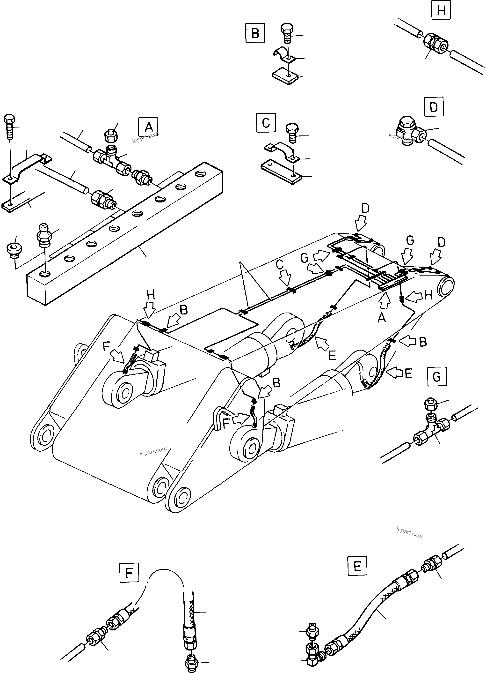 Komatsu parts book diagram for H285 S/N 78099: BULLCLAM BUCKET - BOOM