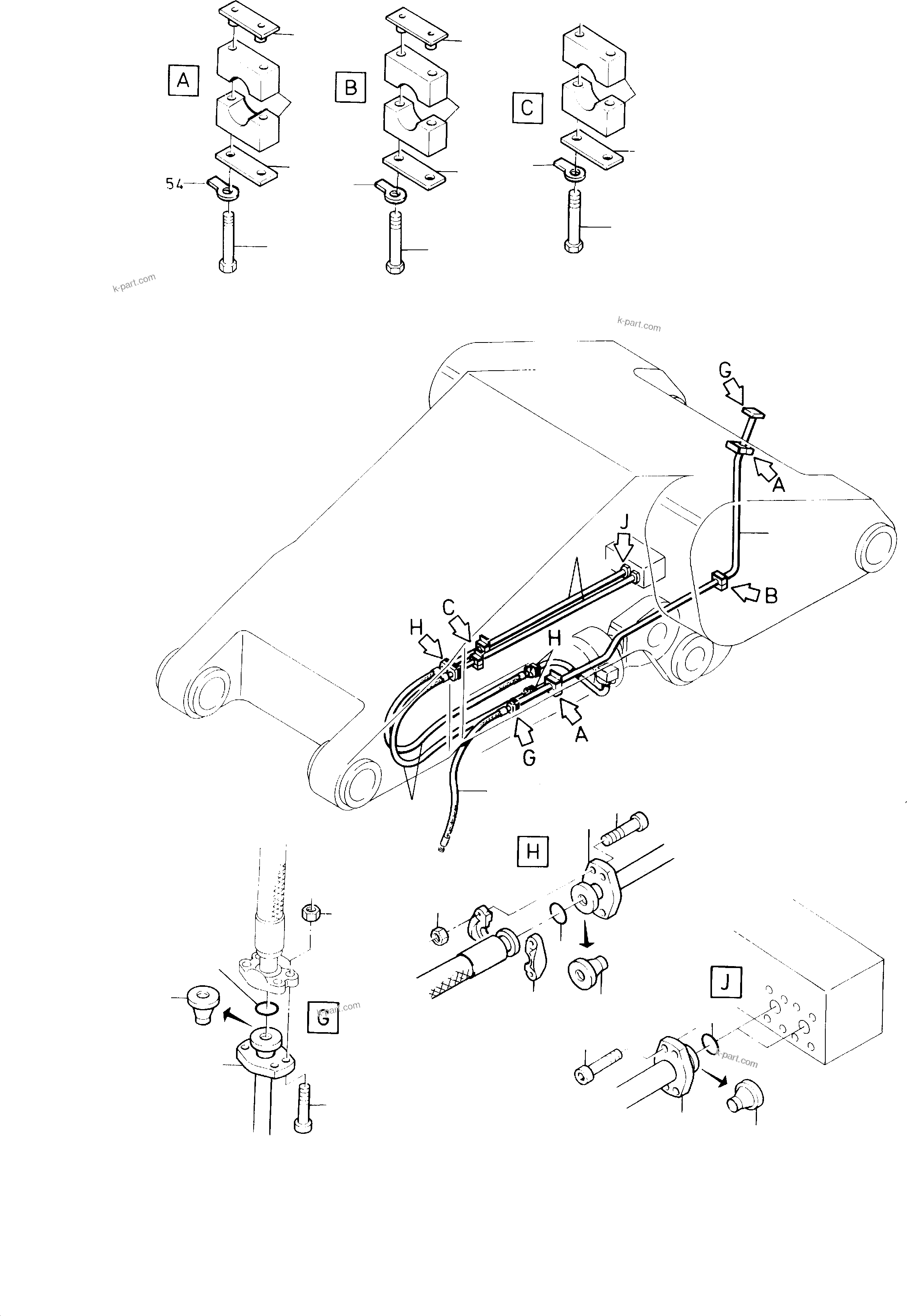 Komatsu parts book diagram for H285 S/N 78099: BULLCLAM BUCKET - STICK