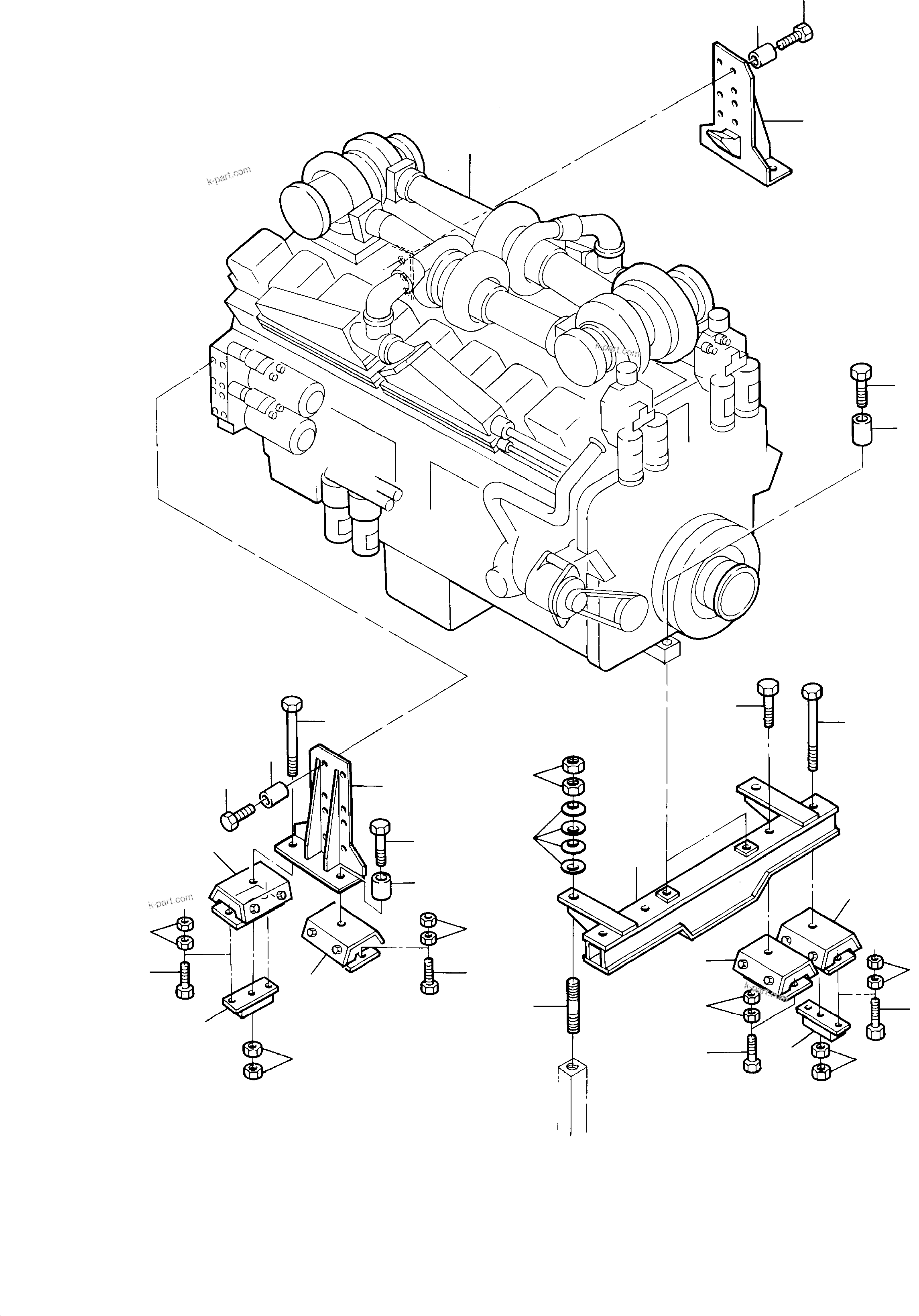 Komatsu parts book diagram for H285 S/N 78099: CUMMINS-DIESEL ENGINE, MOUNTINGS