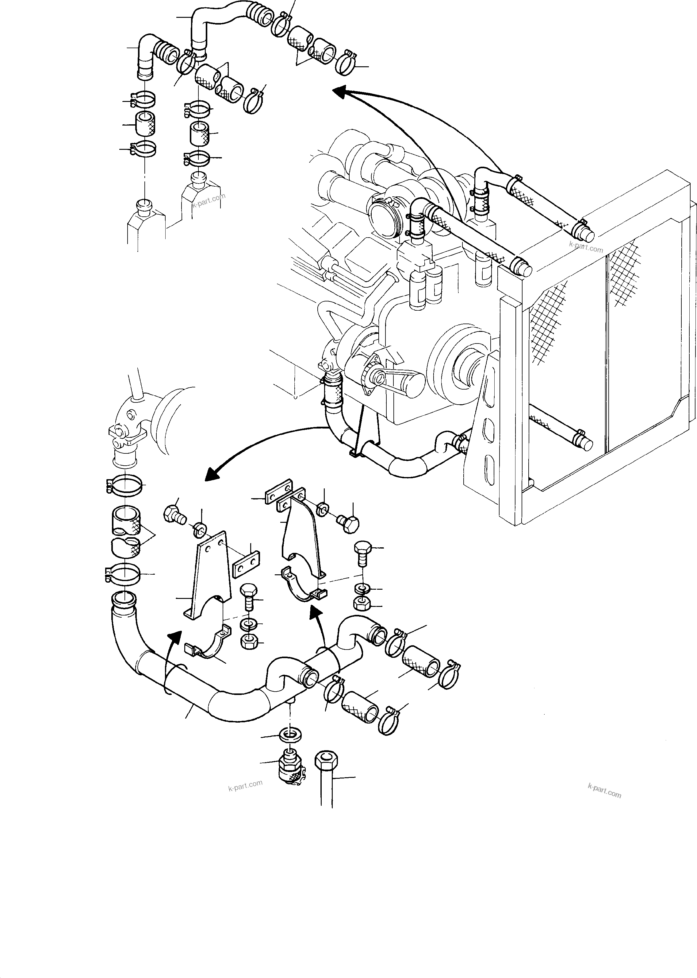 Komatsu parts book diagram for H285 S/N 78099: COOLANT LINES