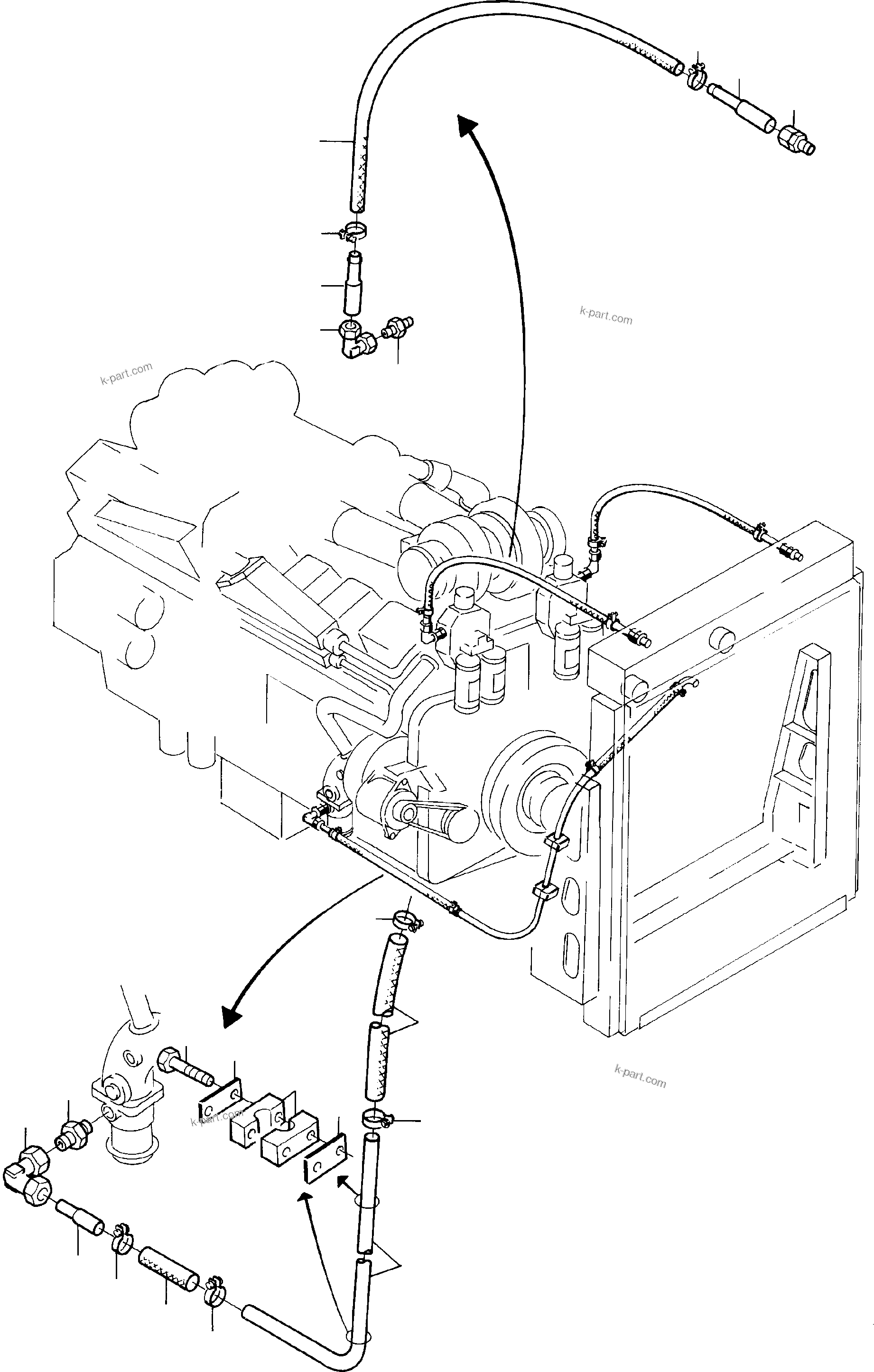 Komatsu parts book diagram for H285 S/N 78099: COOLANT LINES