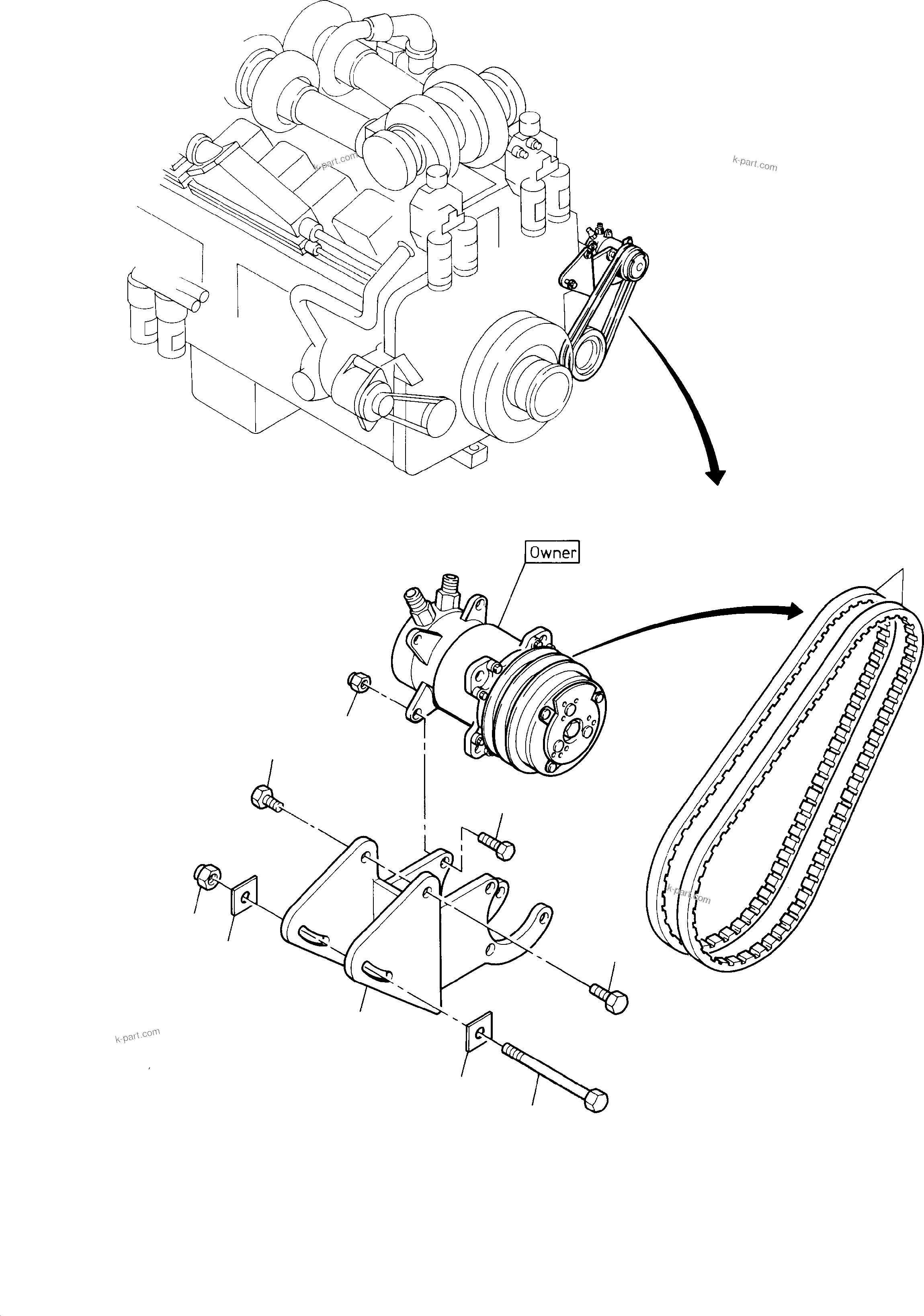 Komatsu parts book diagram for H285 S/N 78099: COMP. DRIVE, AIR-CONDITIONING