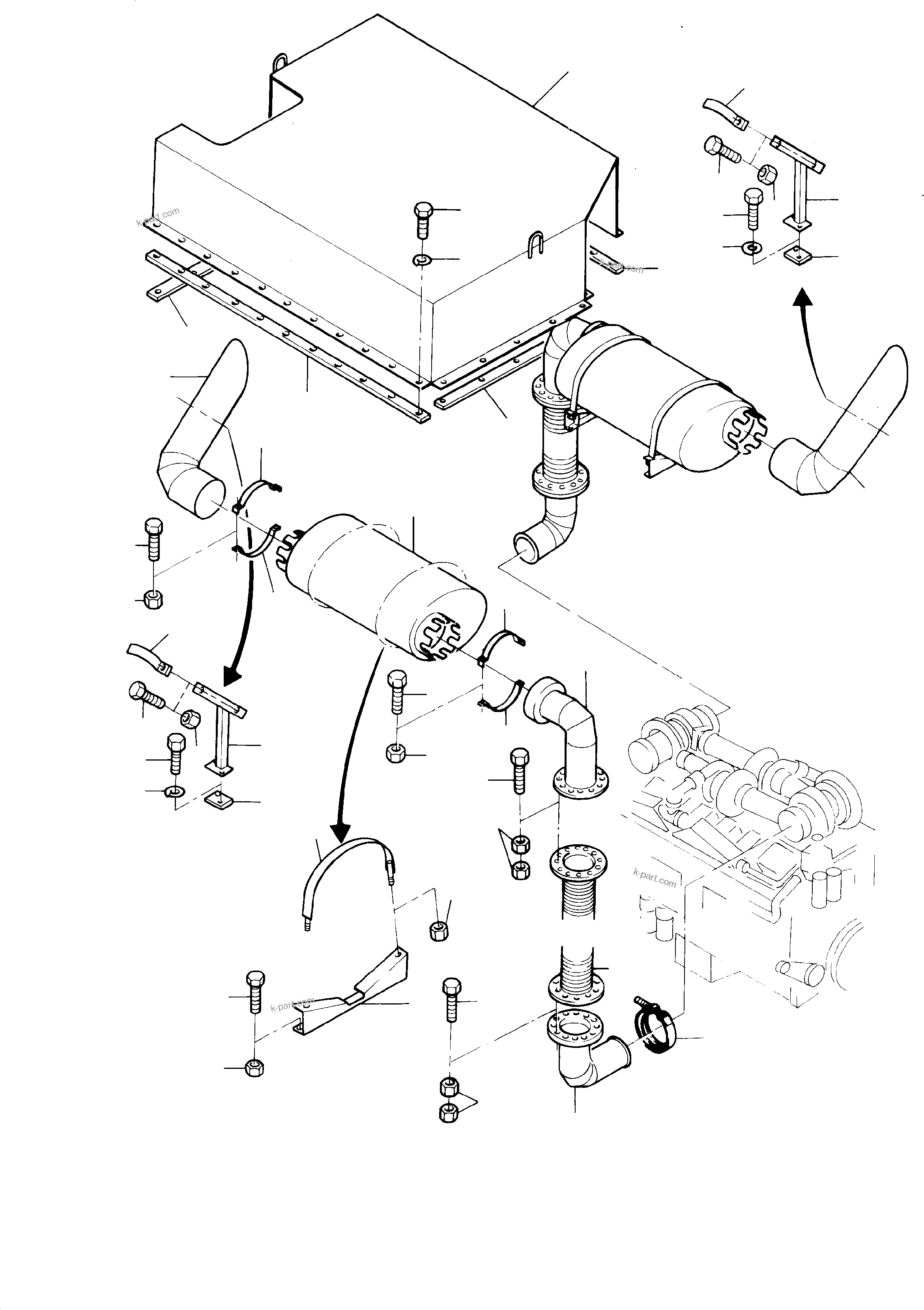 Komatsu parts book diagram for H285 S/N 78099: MUFFLER ARR.