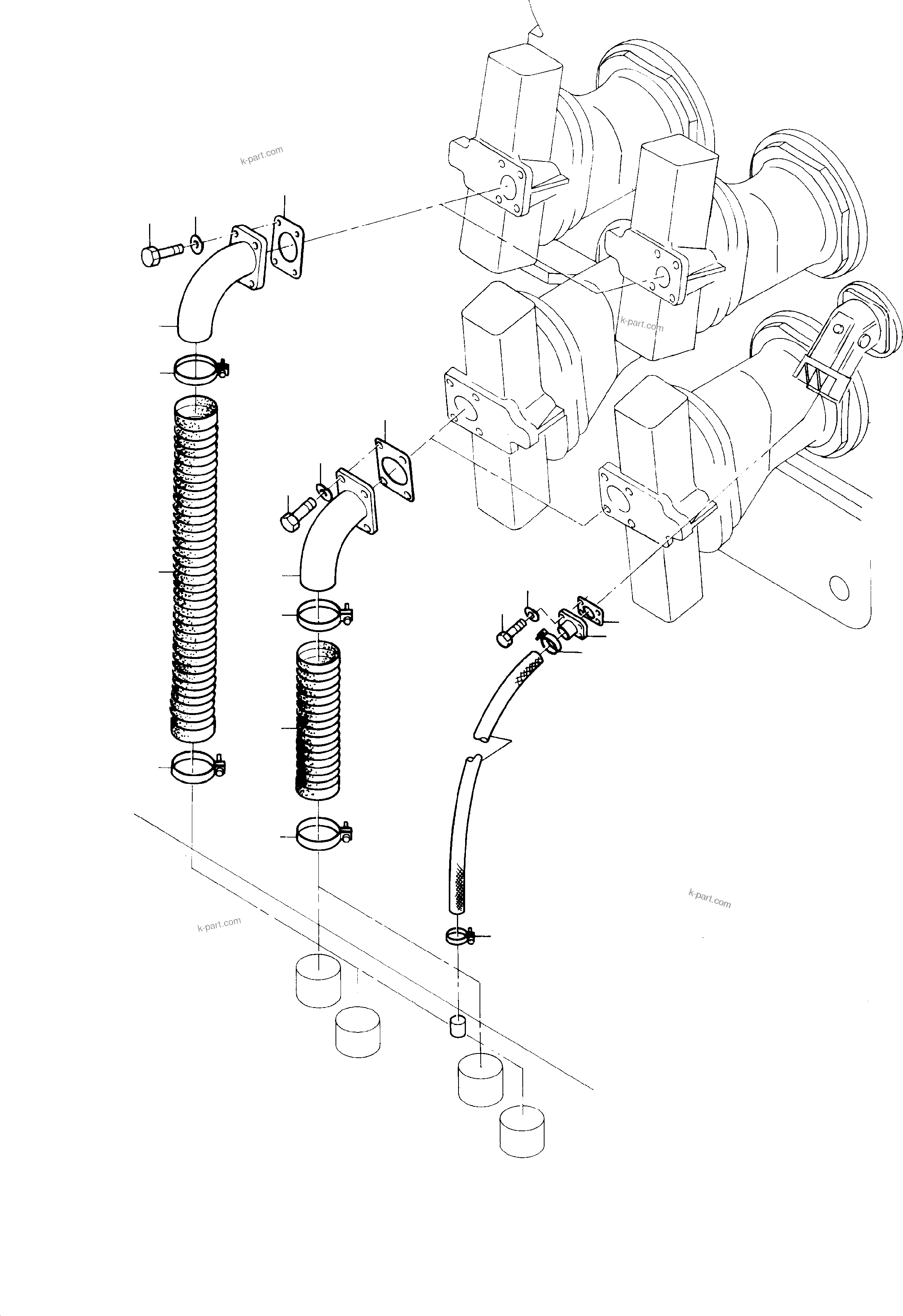 Komatsu parts book diagram for H285 S/N 78099: SUCTION LINES (SERIES)