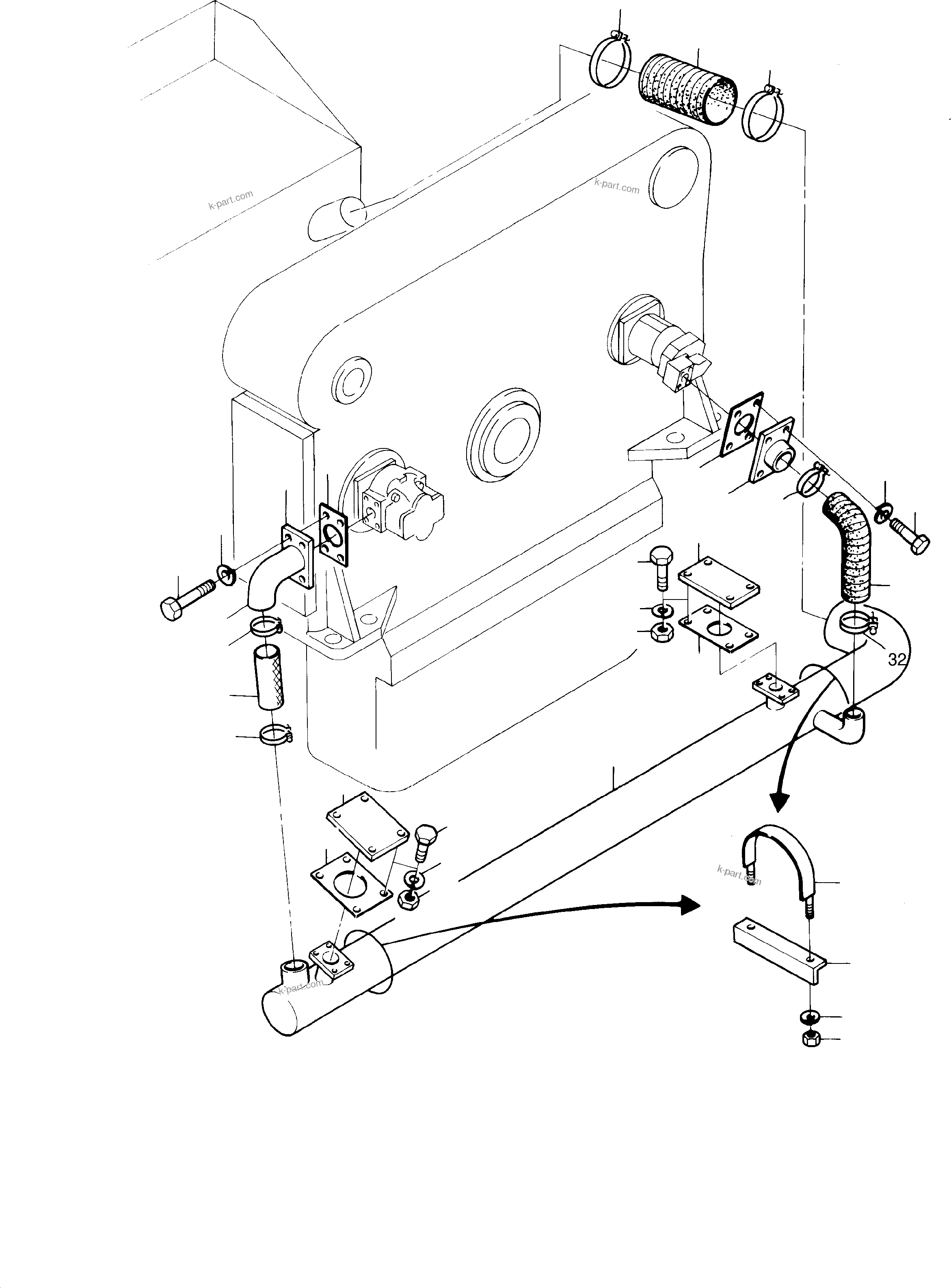 Komatsu parts book diagram for H285 S/N 78099: SUCTION LINES (SERIES)