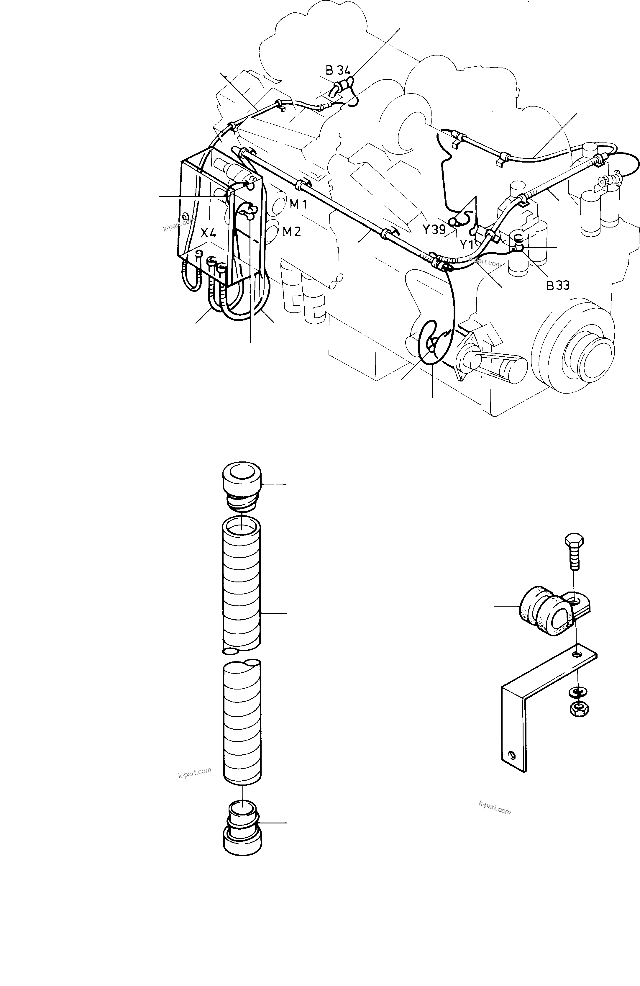 Komatsu parts book diagram for H285 S/N 78099: CABLES - ENGINE, CU