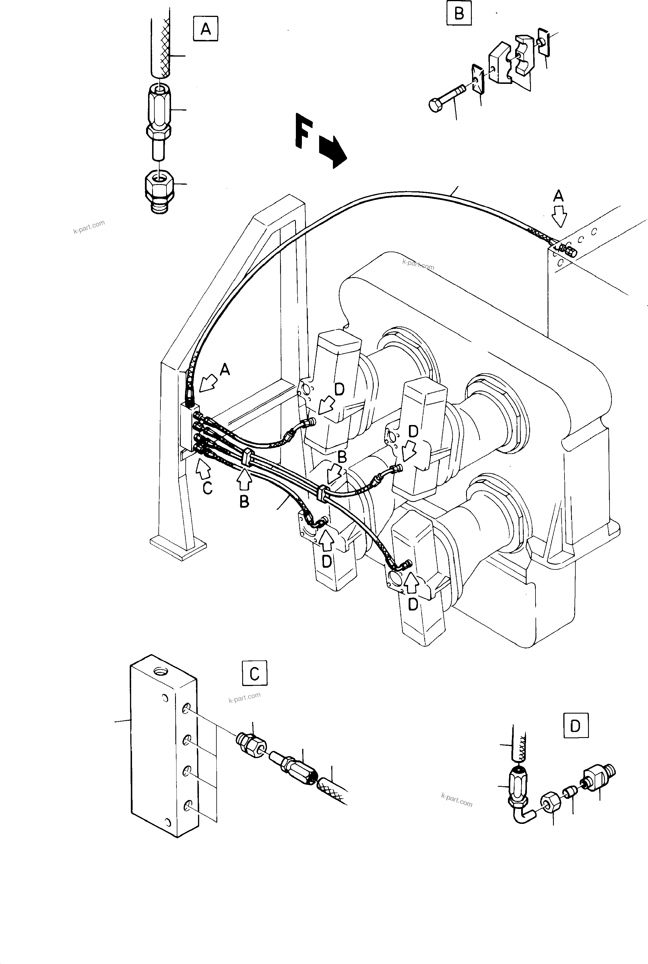 Komatsu parts book diagram for H285 S/N 78099: EXTERNAL PILOT OIL CHAIN ARR. (MAIN PUMP)