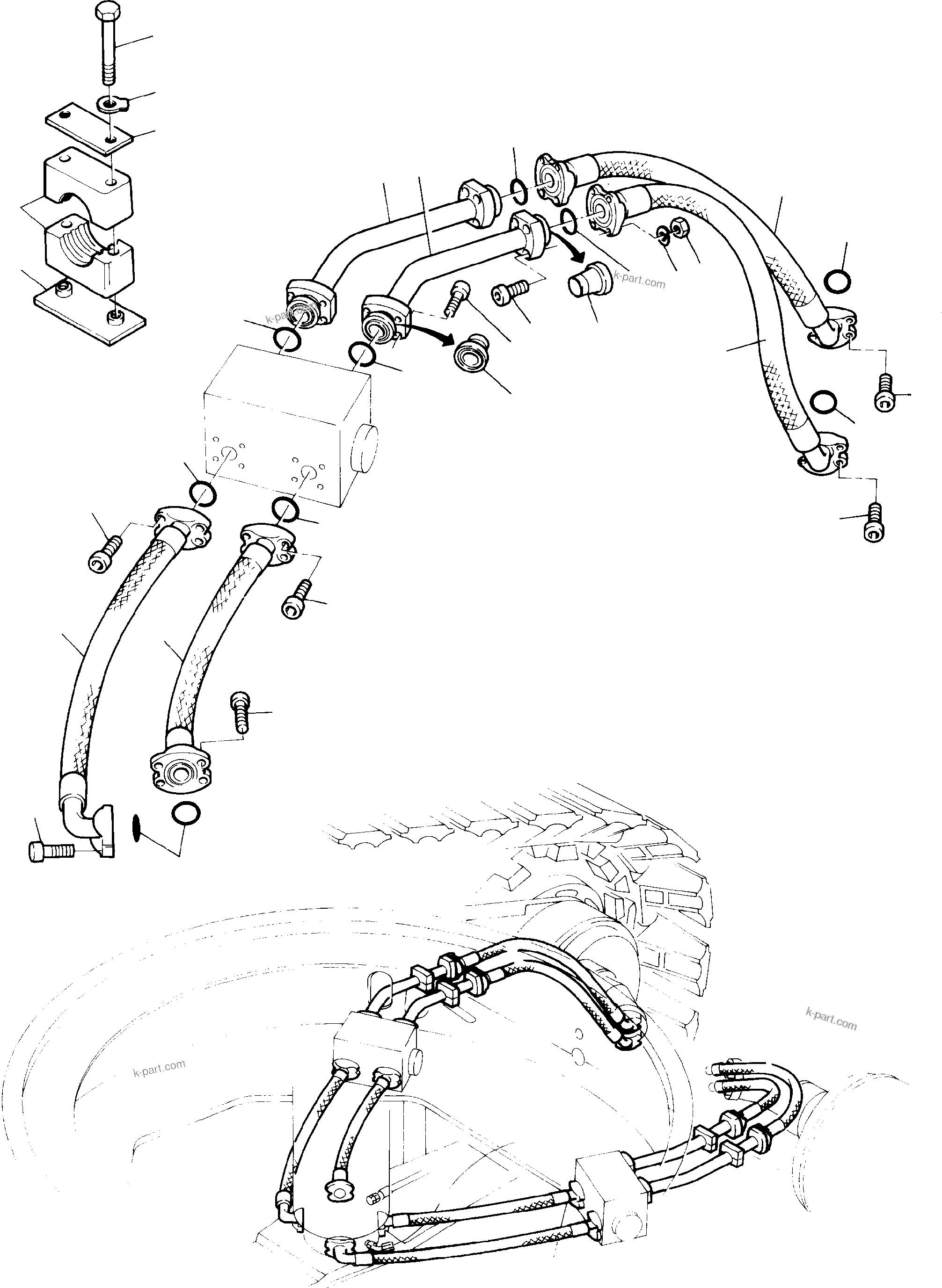 Komatsu parts book diagram for H285 S/N 78099: HYDR. SYSTEM - UNDERCARRIAGE, PRESSURE LINES