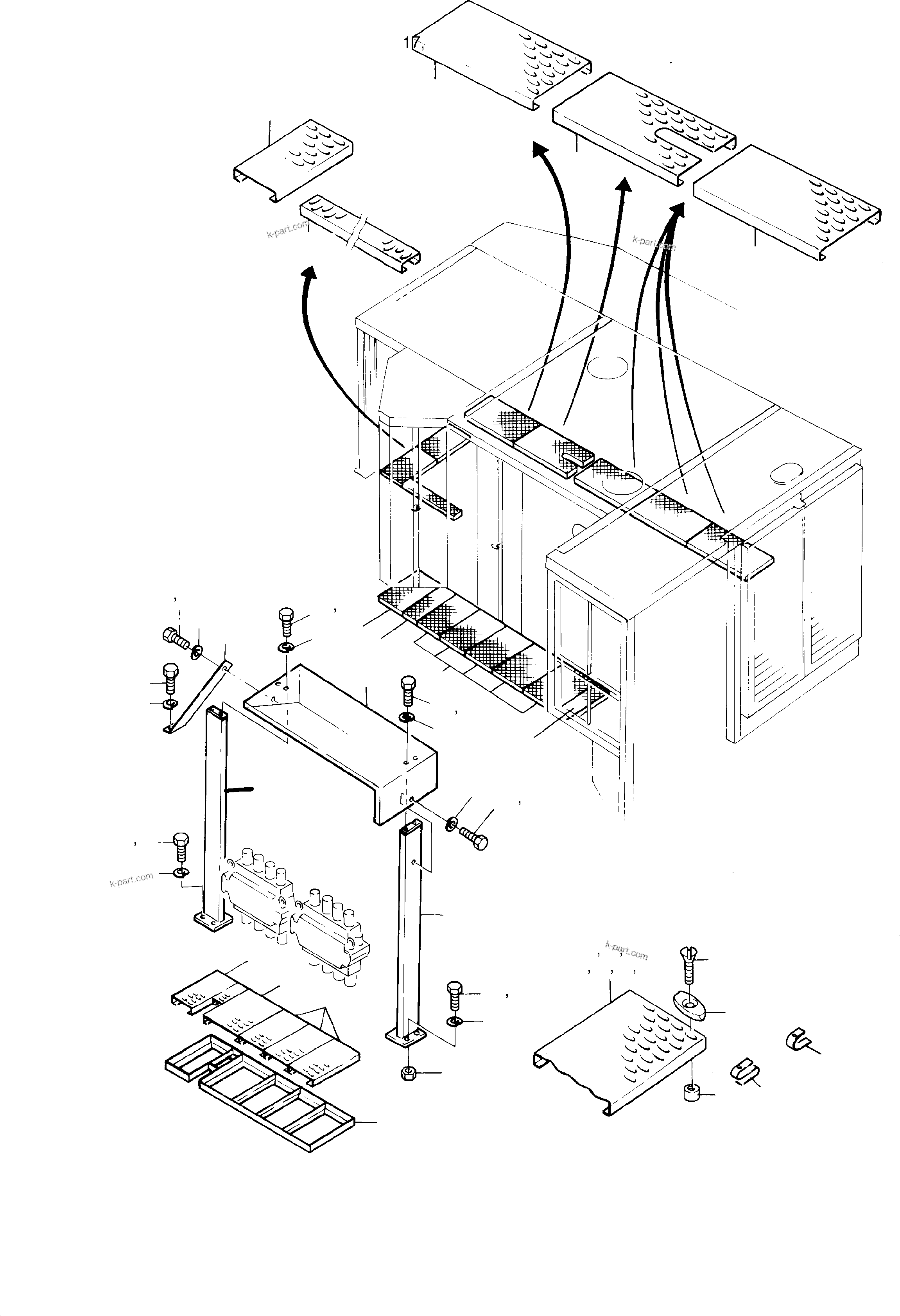 Komatsu parts book diagram for H285 S/N 78099: GRATING (ENGINE AND CONTROL BLOCKS)