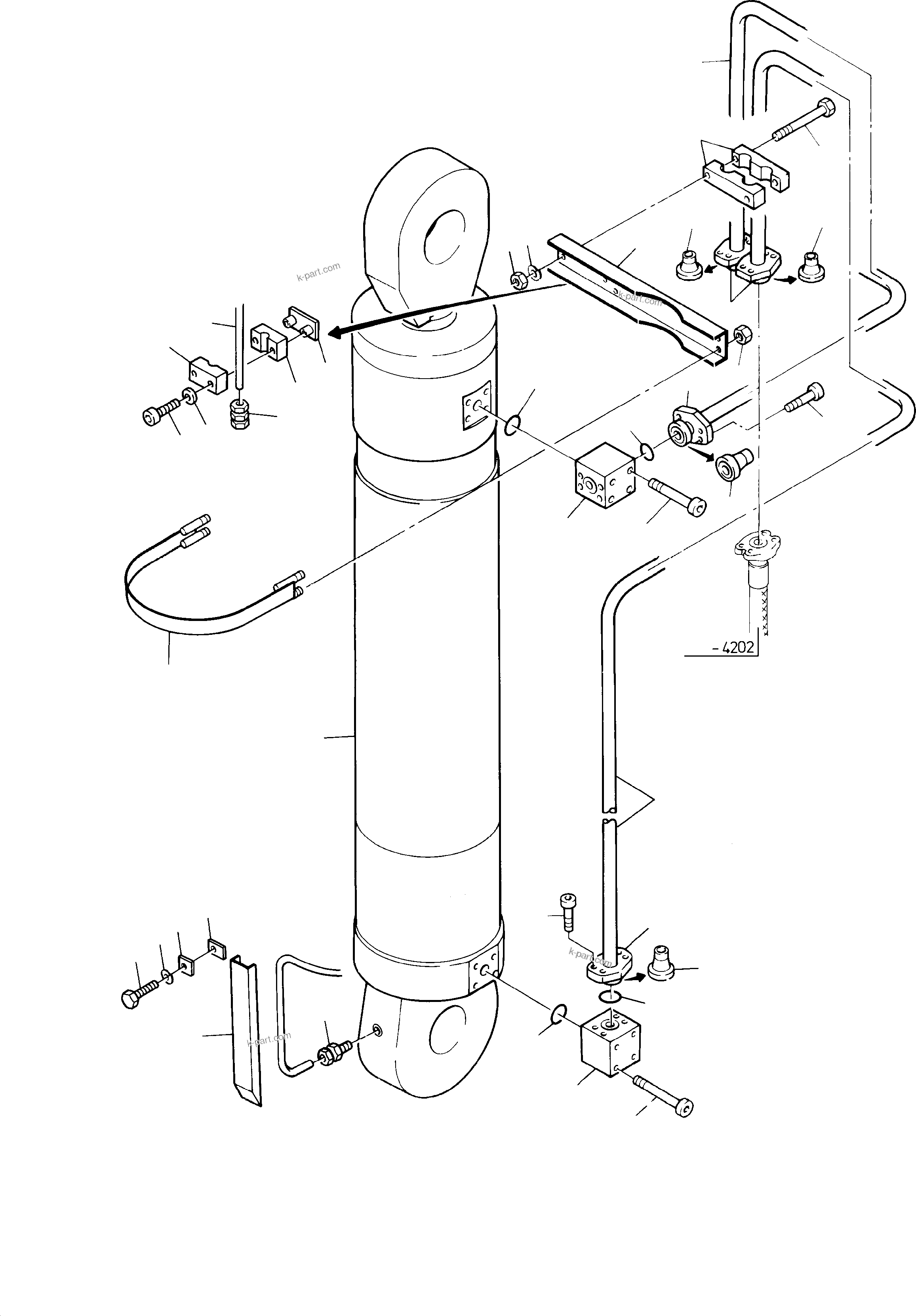 Komatsu parts book diagram for H285 S/N 78099: BULLCLAM BUCKET CYLINDER WITH PIPING, L.H.