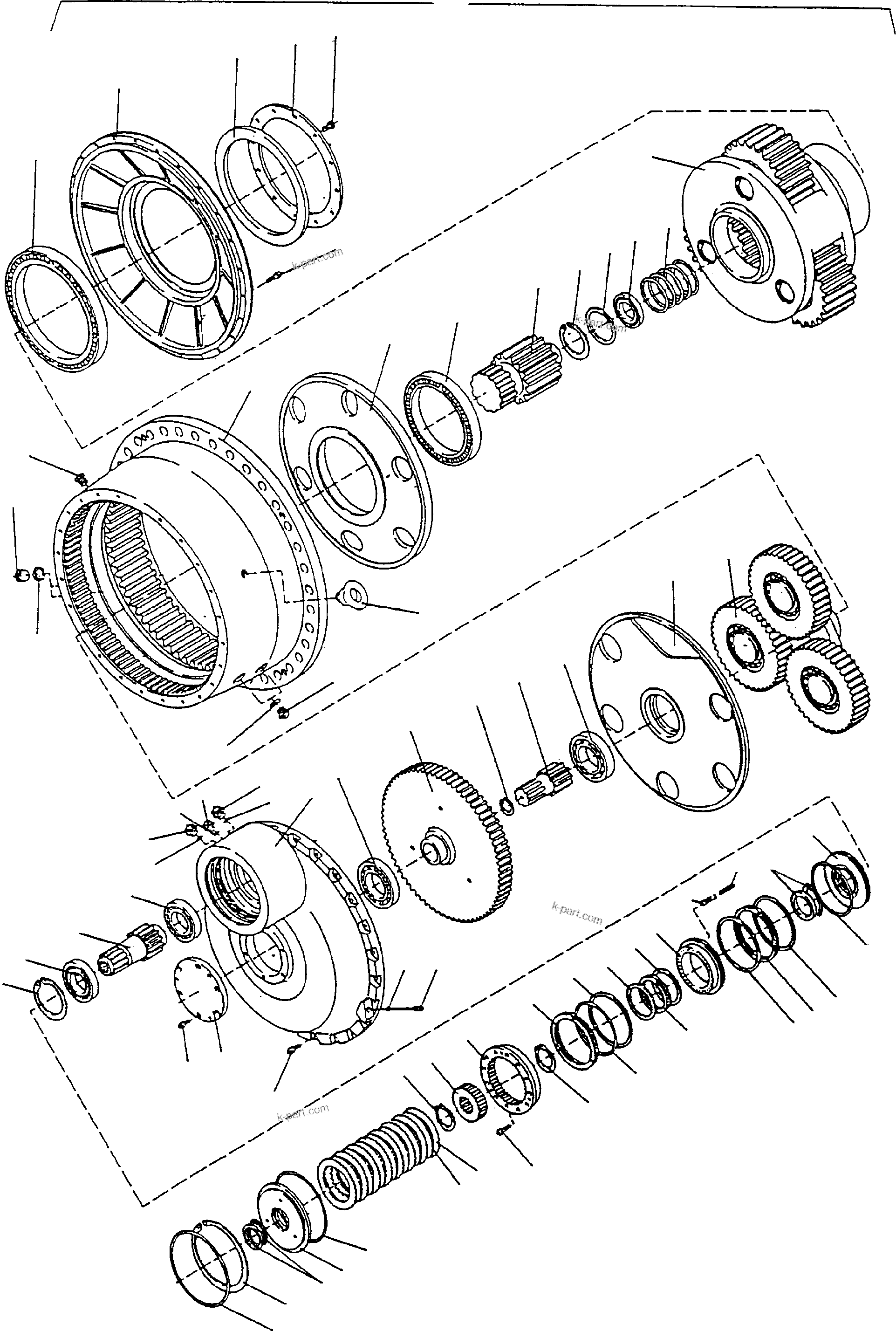 Komatsu parts book diagram for H285 S/N 78099: TRAVELLING GEAR
