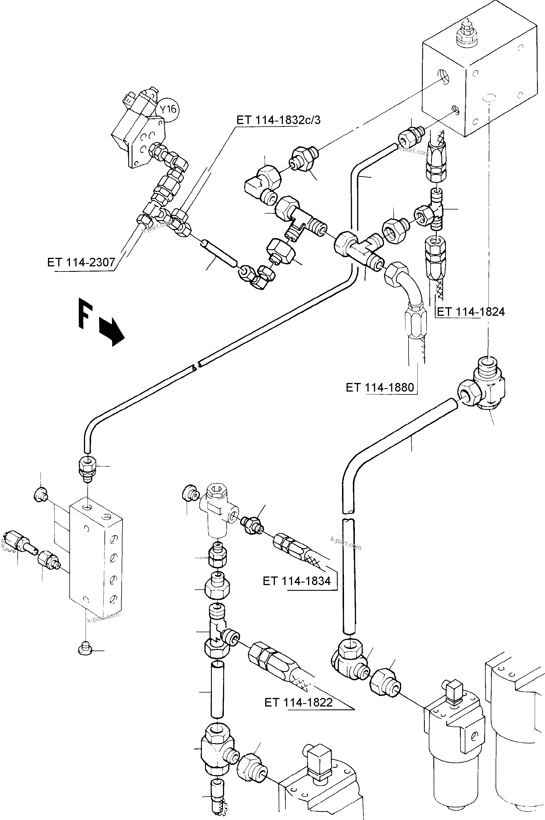 Komatsu parts book diagram for H285 S/N 78099: PIPING, FILTER AND VALVES (ON PUMP DISTRIBUTOR GEAR)