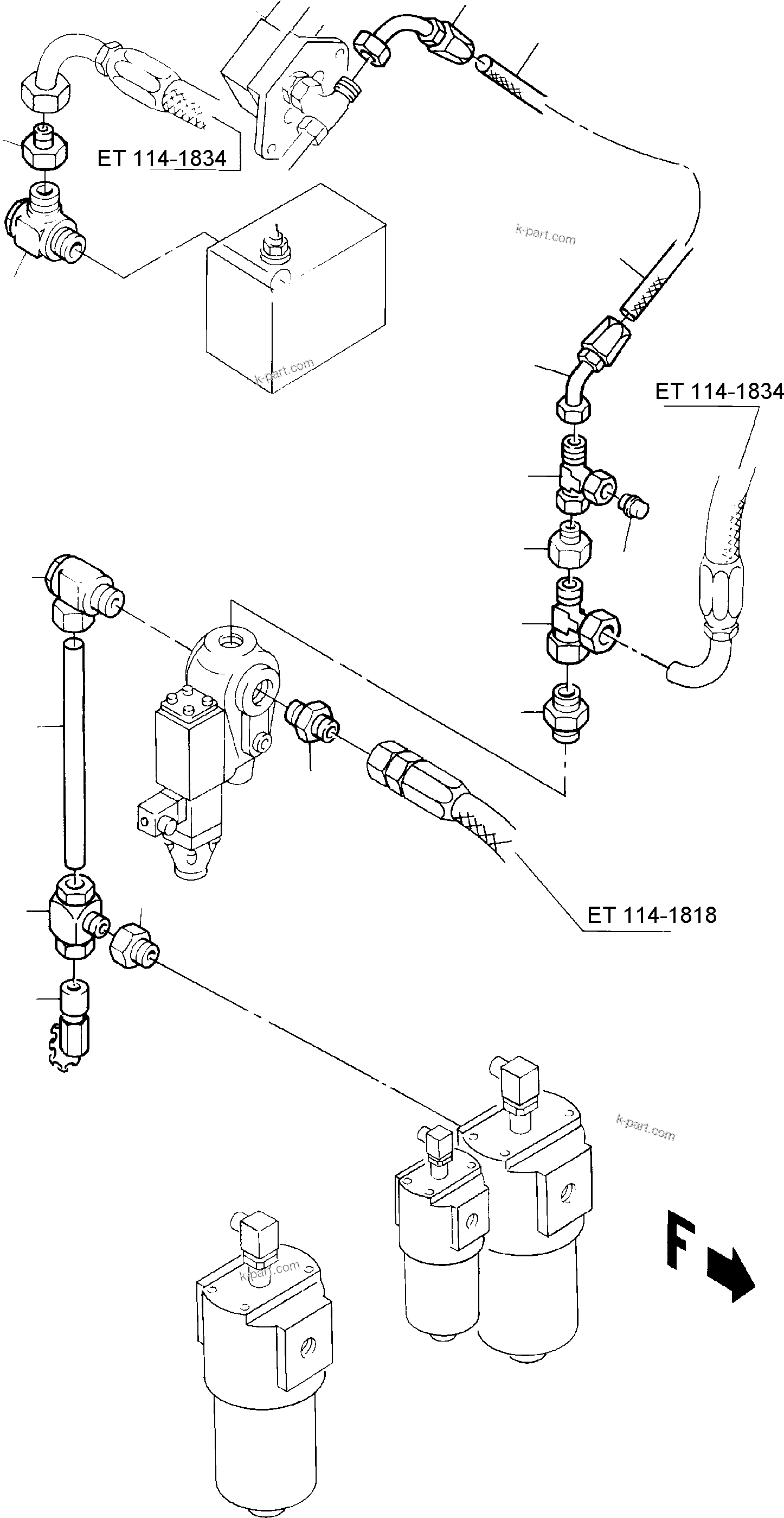 Komatsu parts book diagram for H285 S/N 78099: PIPING, FILTER AND VALVES (ON PUMP DISTRIBUTOR GEAR)