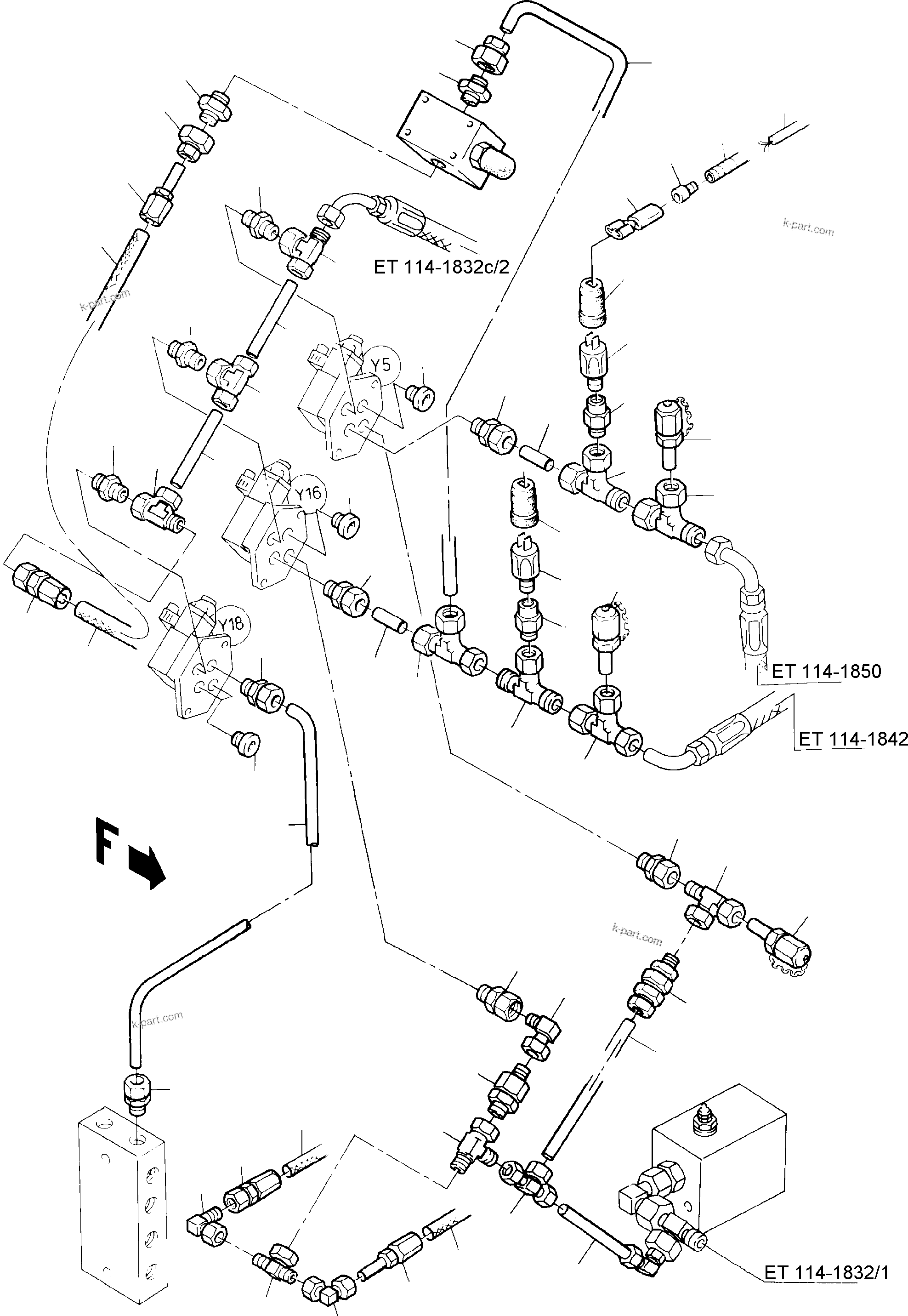 Komatsu parts book diagram for H285 S/N 78099: PIPING, FILTER AND VALVES (ON PUMP DISTRIBUTOR GEAR)