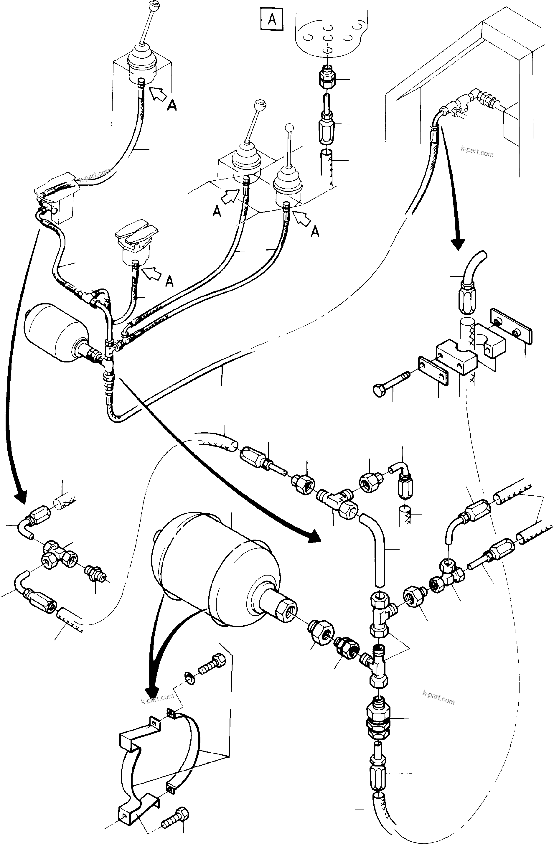 Komatsu parts book diagram for H285 S/N 78099: HYDR. PILOT CONTROL, PRESSURE LINES