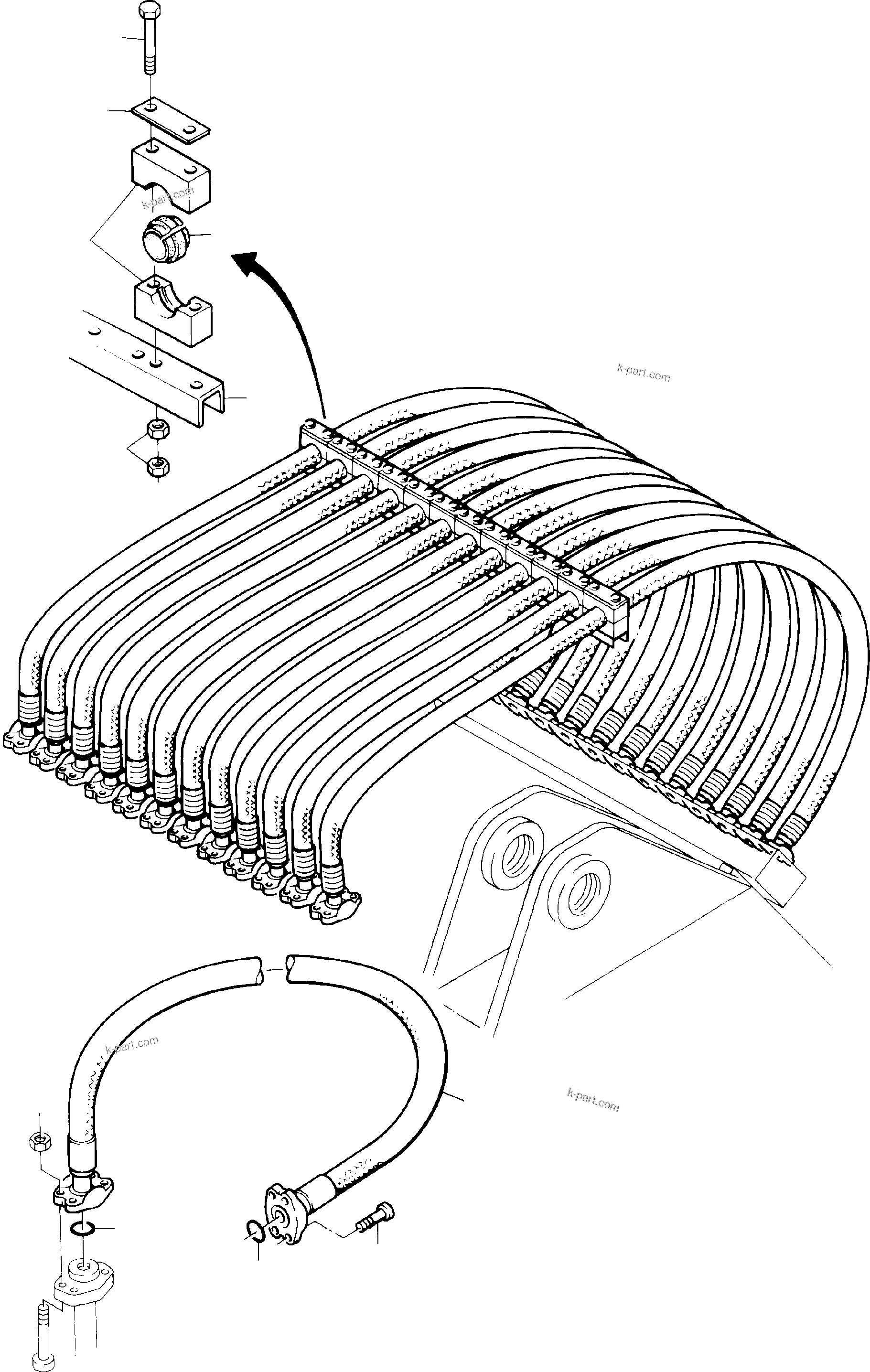 Komatsu parts book diagram for H285 S/N 78099: HOSES ASSY., DISTRIBUTOR BLOCK - BOOM