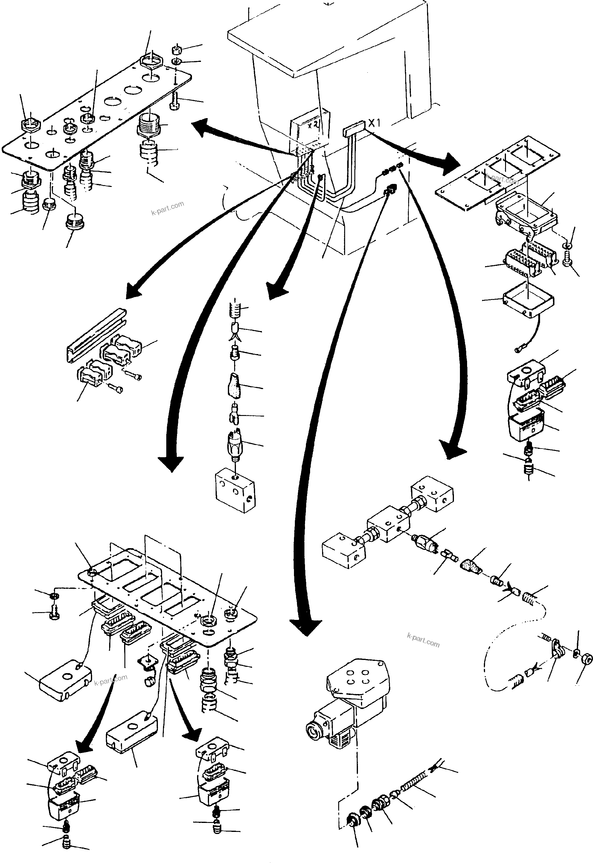Komatsu parts book diagram for H285 S/N 78099: CABLES - CAB SUPPORT
