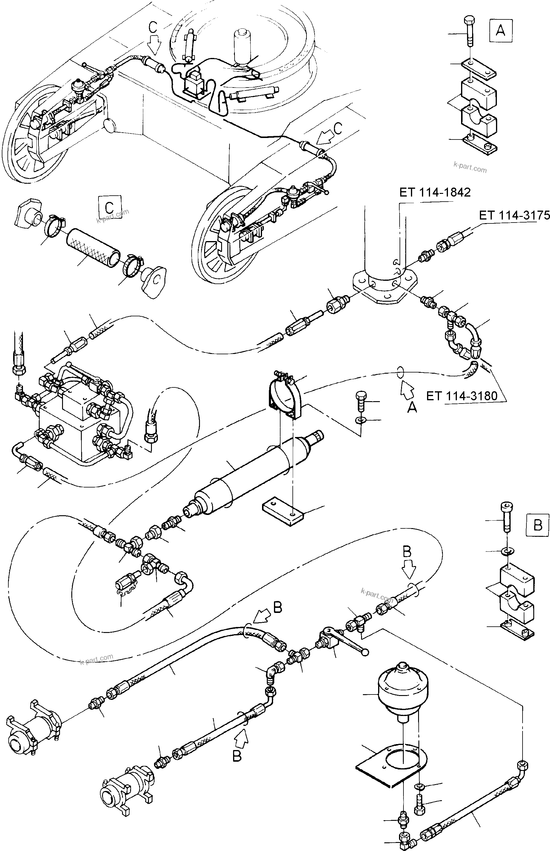 Komatsu parts book diagram for H285 S/N 78099: HYDR. TRACK ADJUSTER