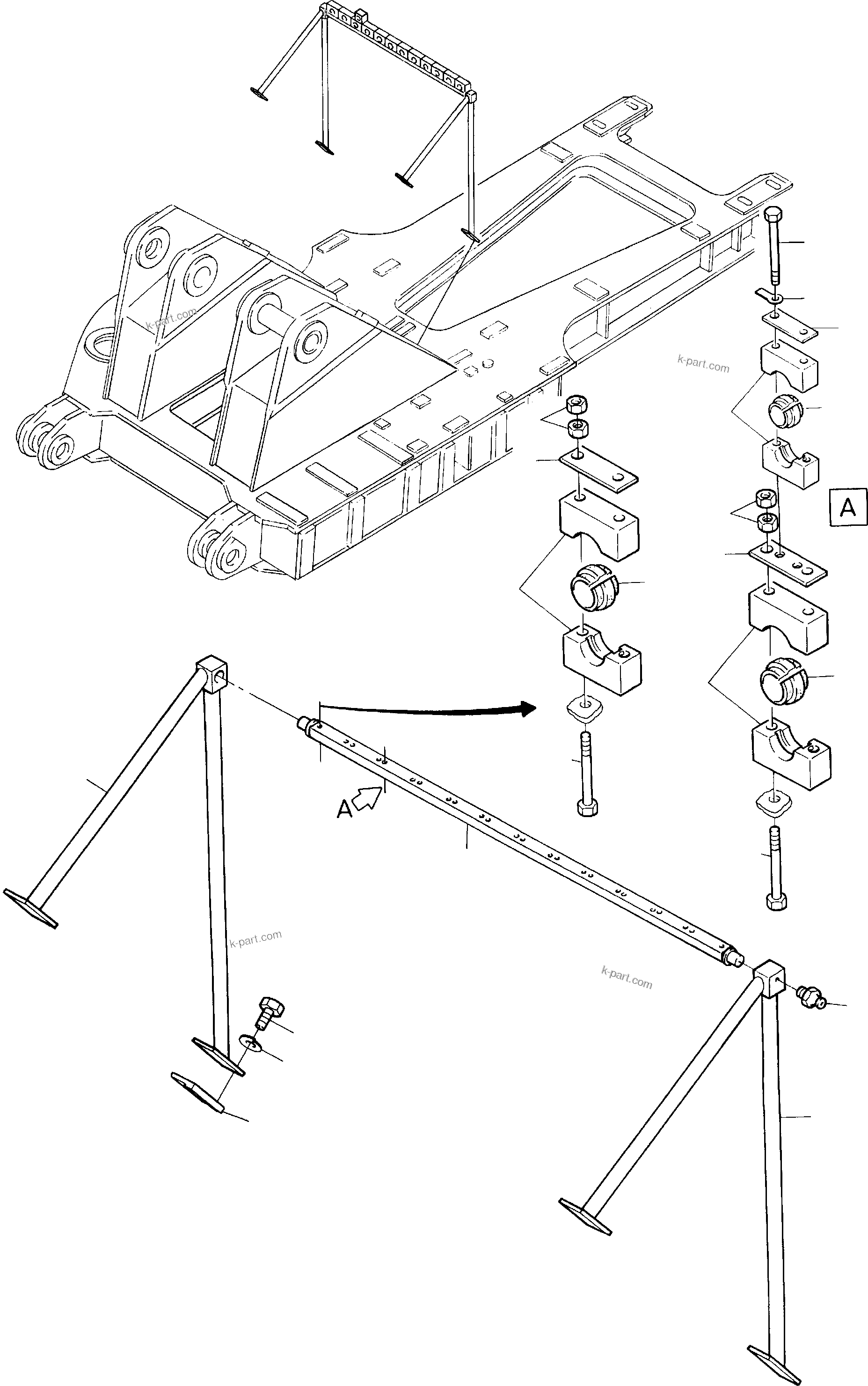 Komatsu parts book diagram for H285S S/N 78129: HOSE SUPPORT