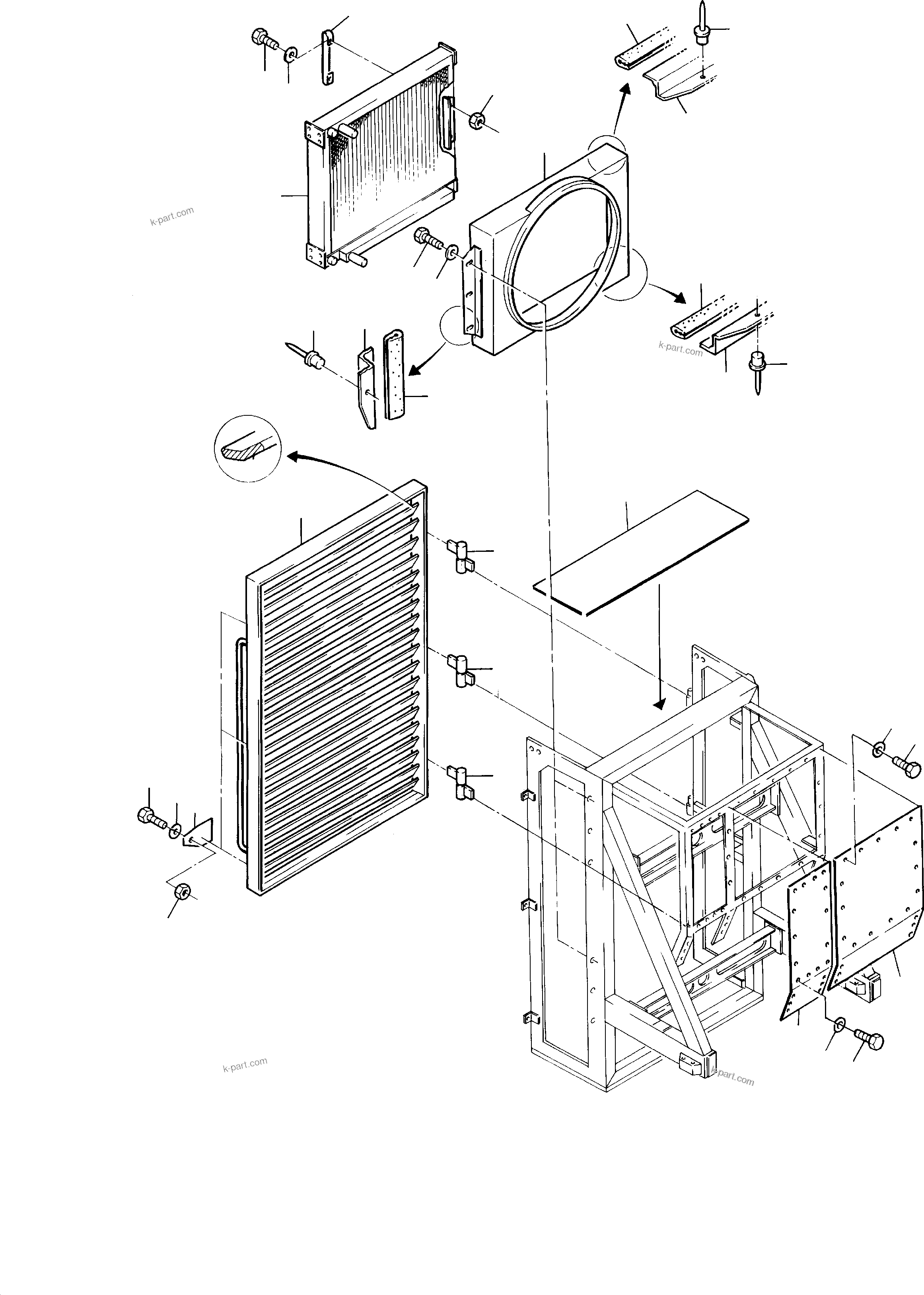 Komatsu parts book diagram for H285S S/N 78129: OIL COOLER - ARRANGEMENT