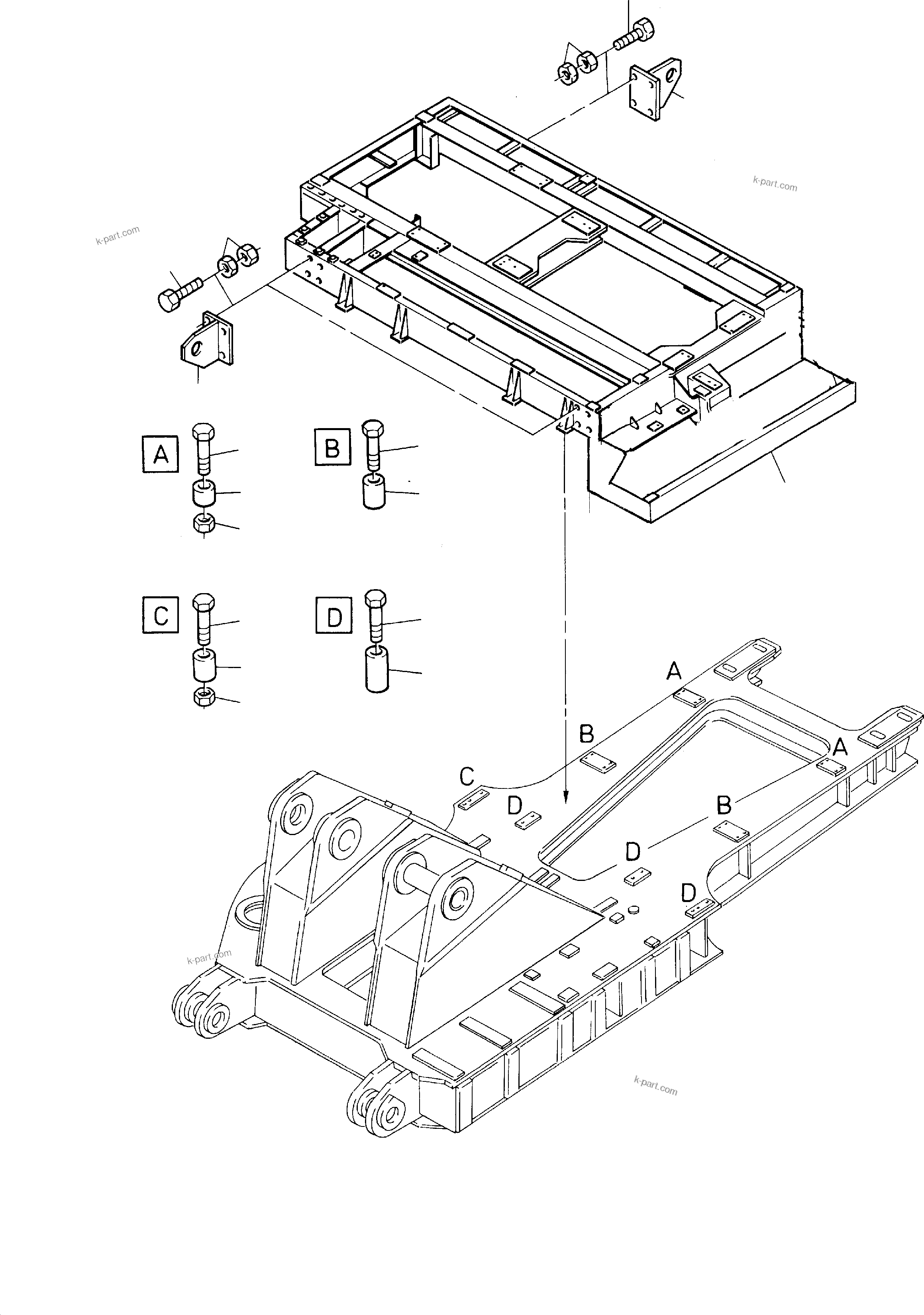 Komatsu parts book diagram for H285S S/N 78129: POWER FRAME ARRANGEMENT