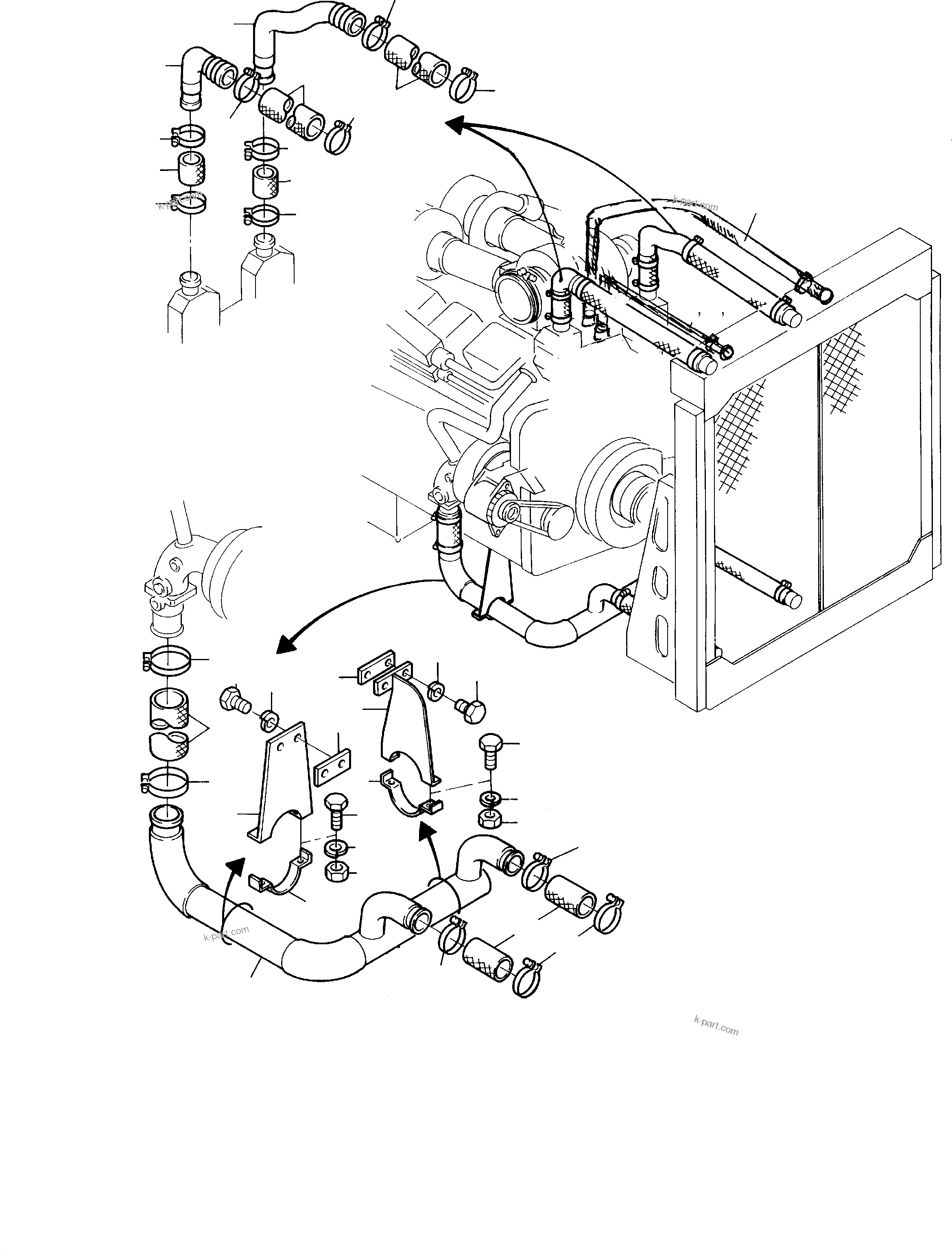 Komatsu parts book diagram for H285S S/N 78129: COOLANT LINES