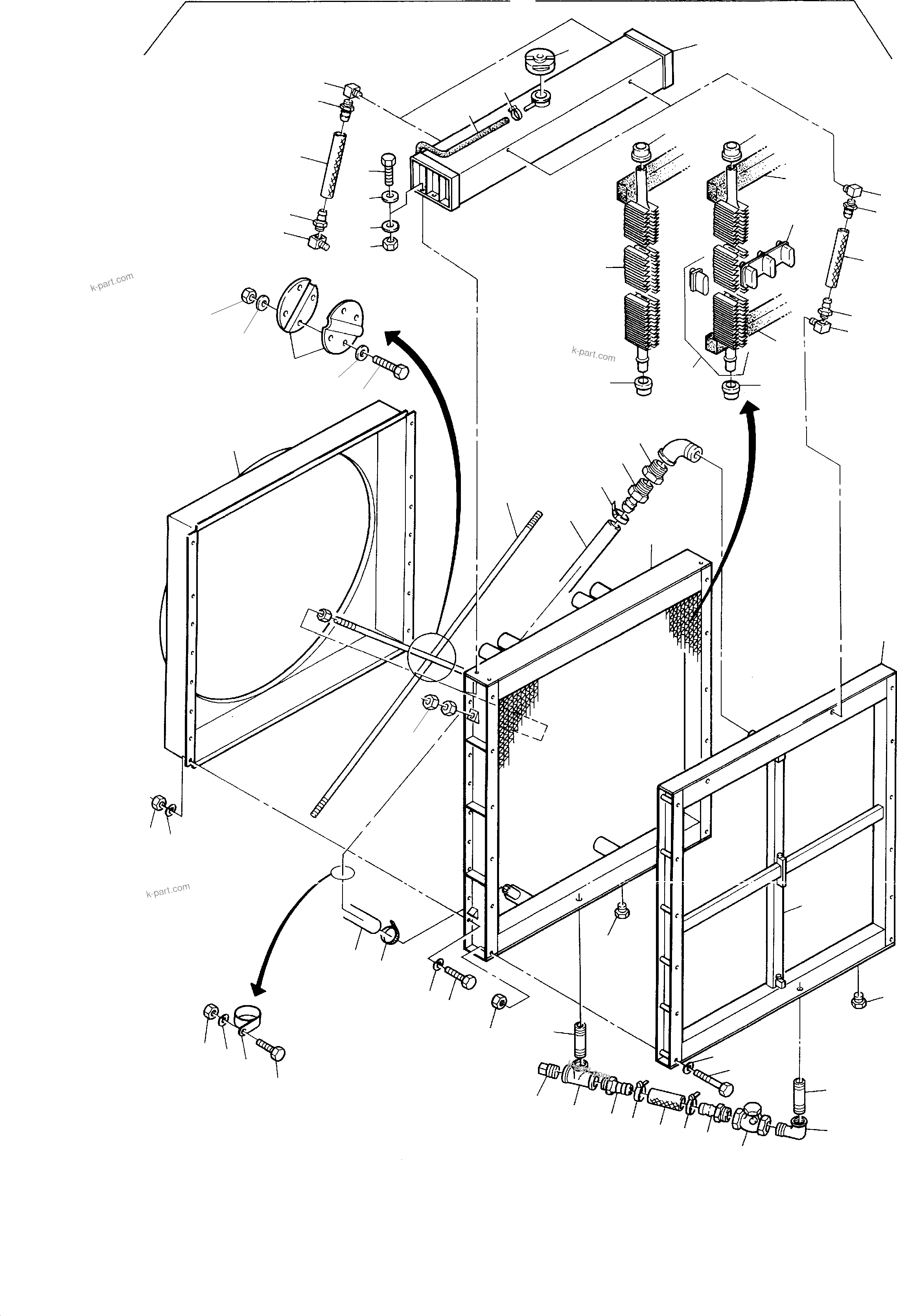 Komatsu parts book diagram for H285S S/N 78129: RADIATOR