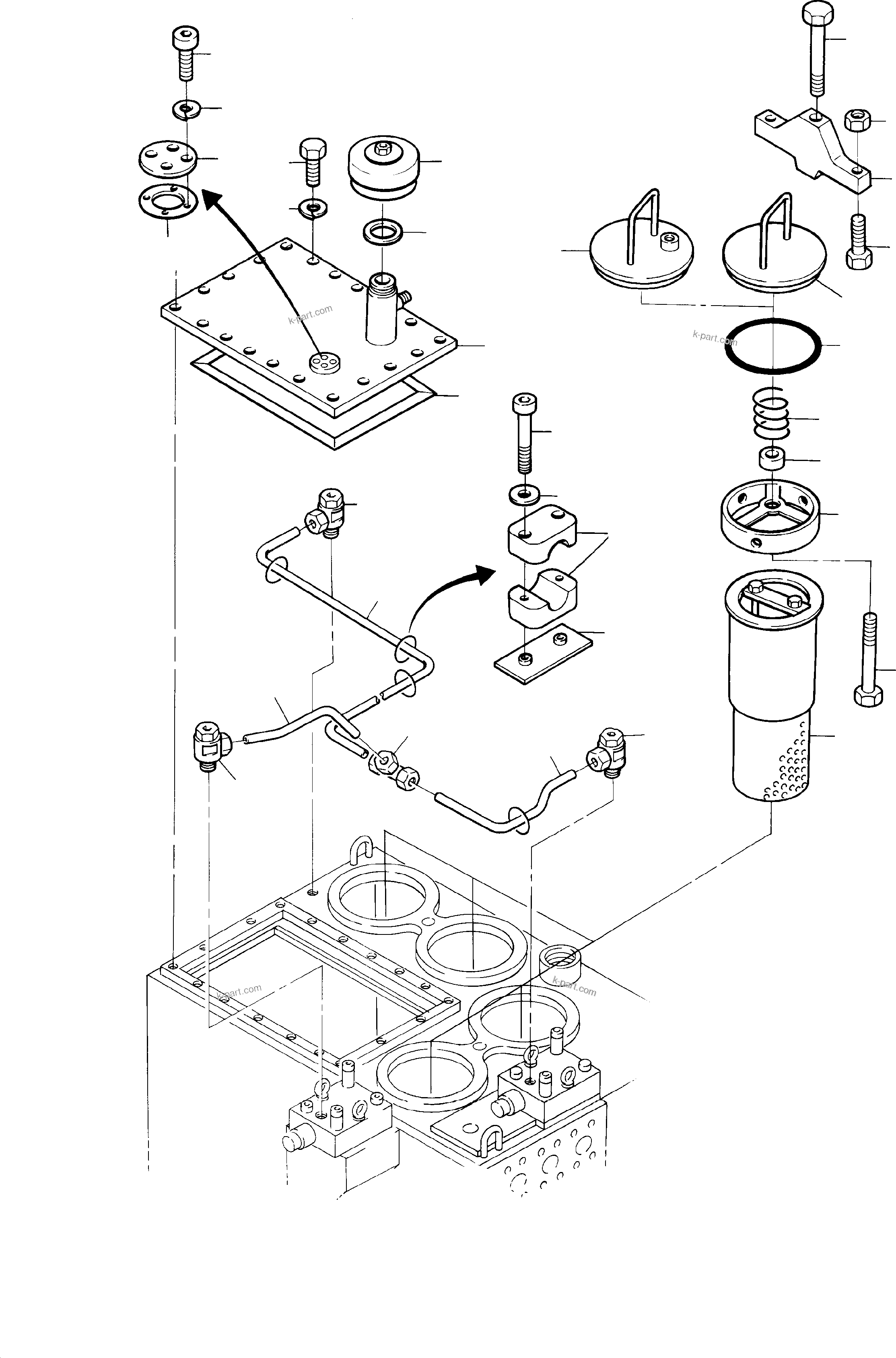 Komatsu parts book diagram for H285S S/N 78129: MAIN OIL TANK ASSY.
