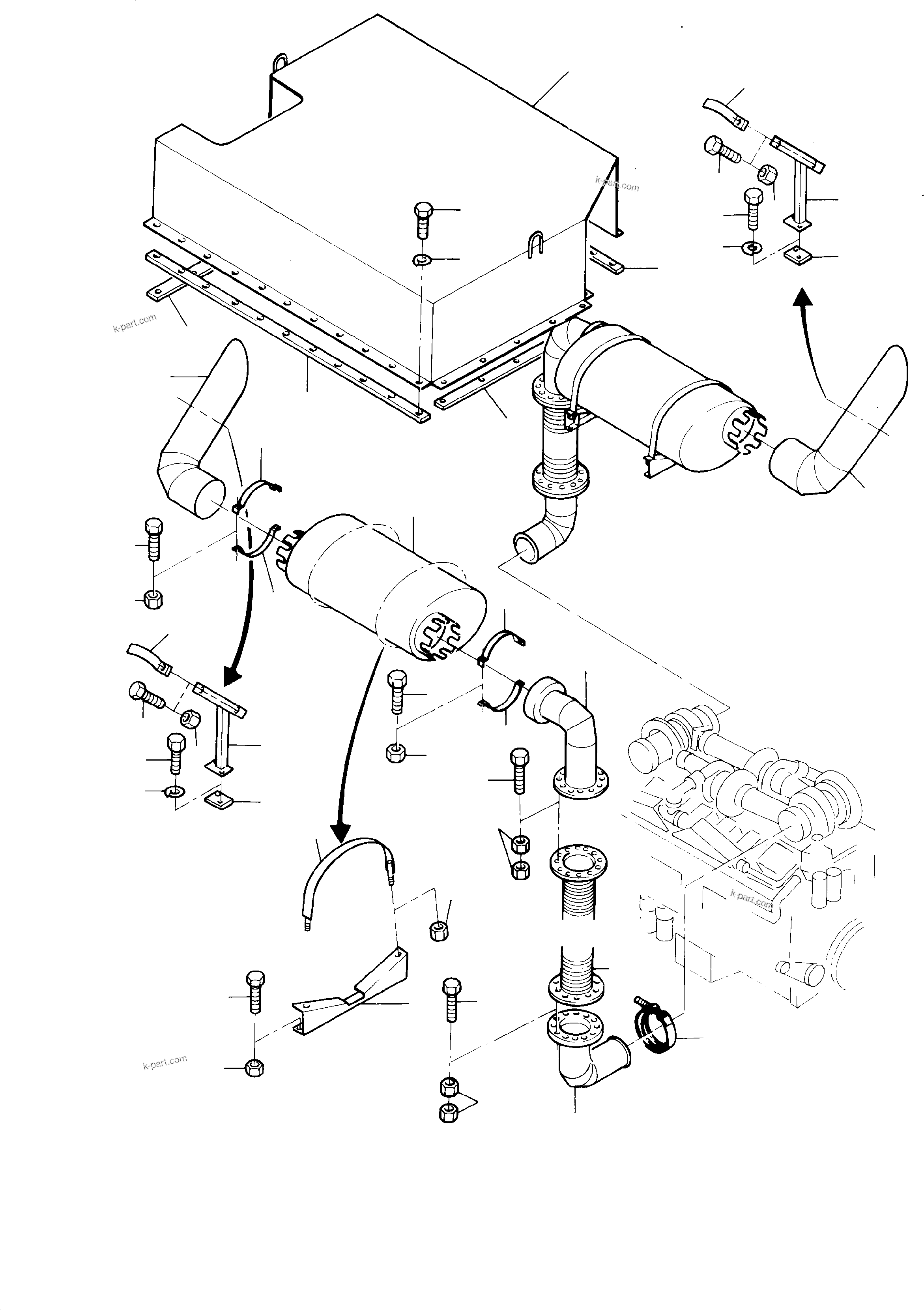 Komatsu parts book diagram for H285S S/N 78129: MUFFLER ARR.